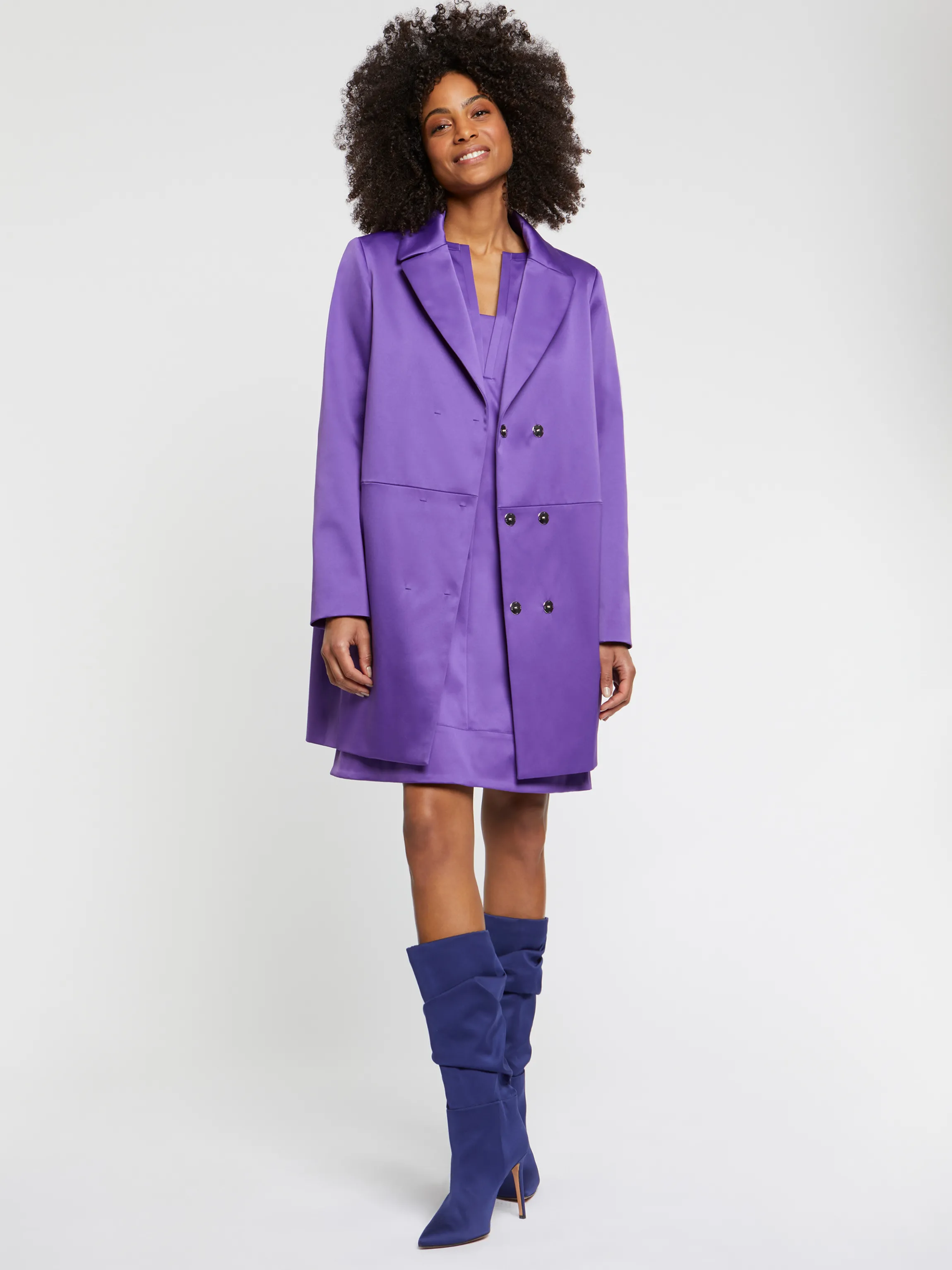 Outlet Manteau Droit En Satin Duchesse Femme Manteaux