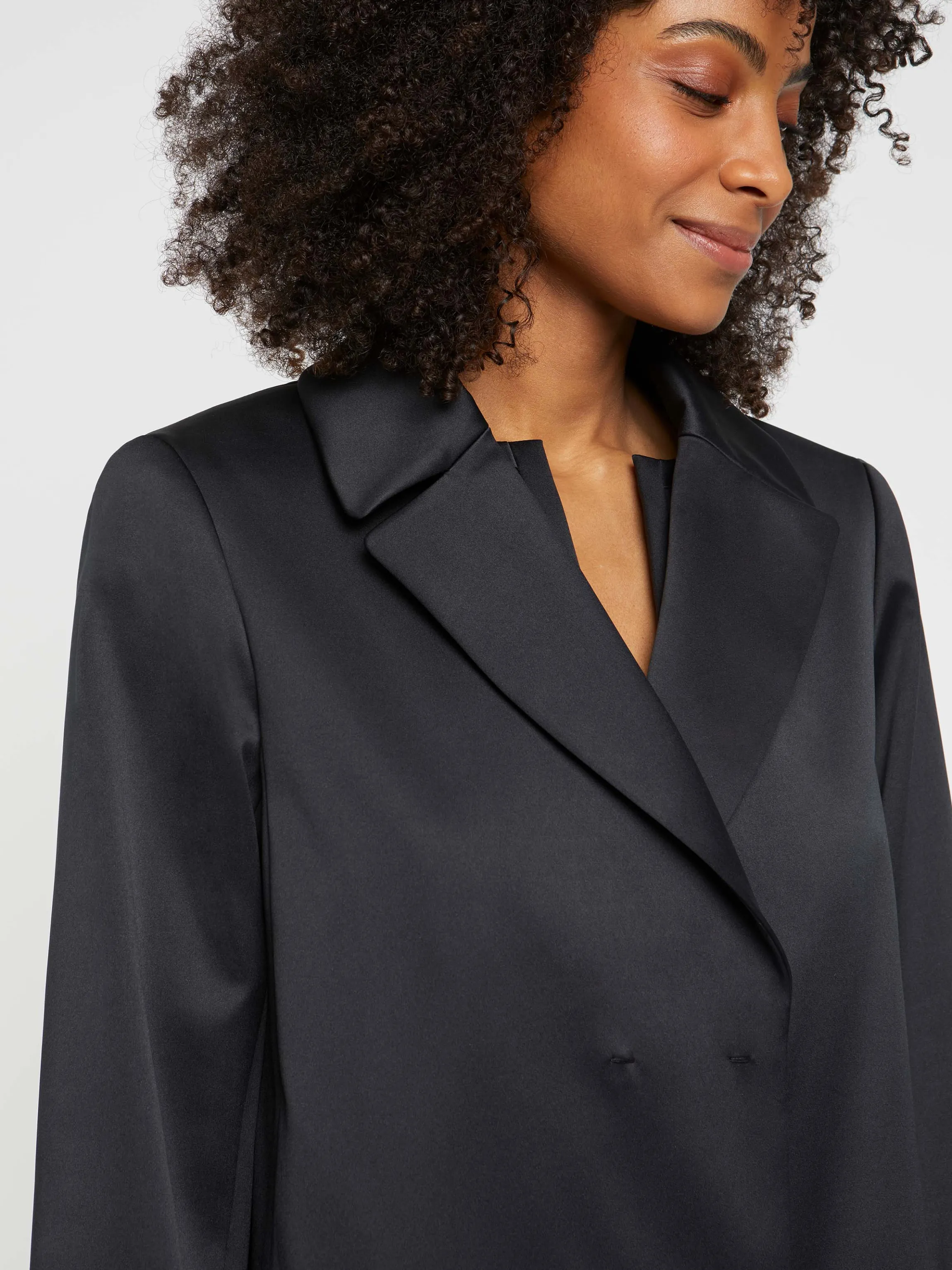 Shop Manteau Droit En Satin Duchesse Femme Manteaux