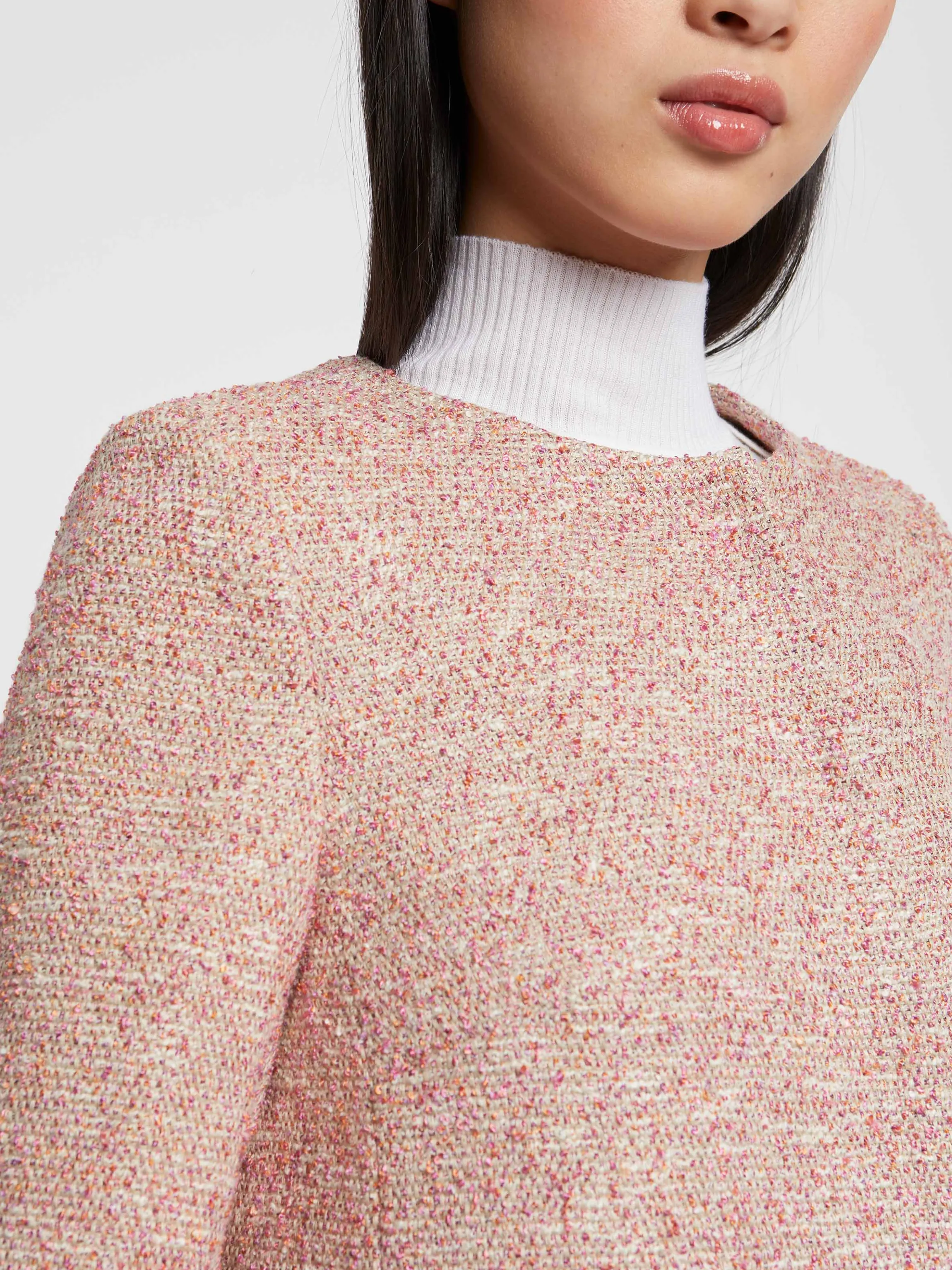 Cheap Manteau Droit En Tweed Mouchete Femme Manteaux