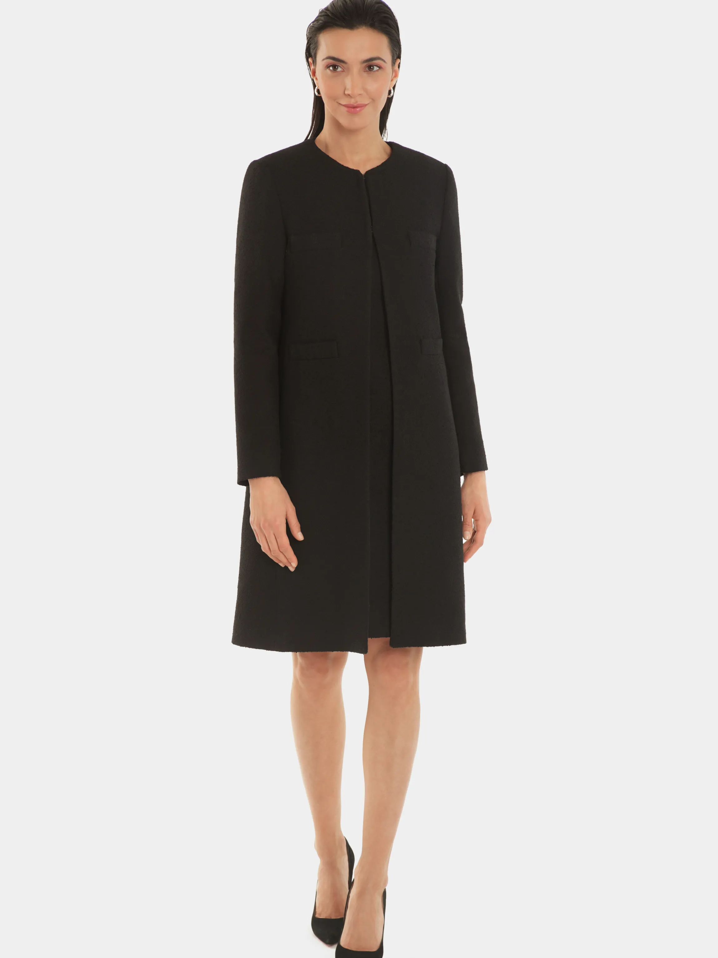 Outlet Manteau Mi-Long En Coton Crepe Femme Manteaux