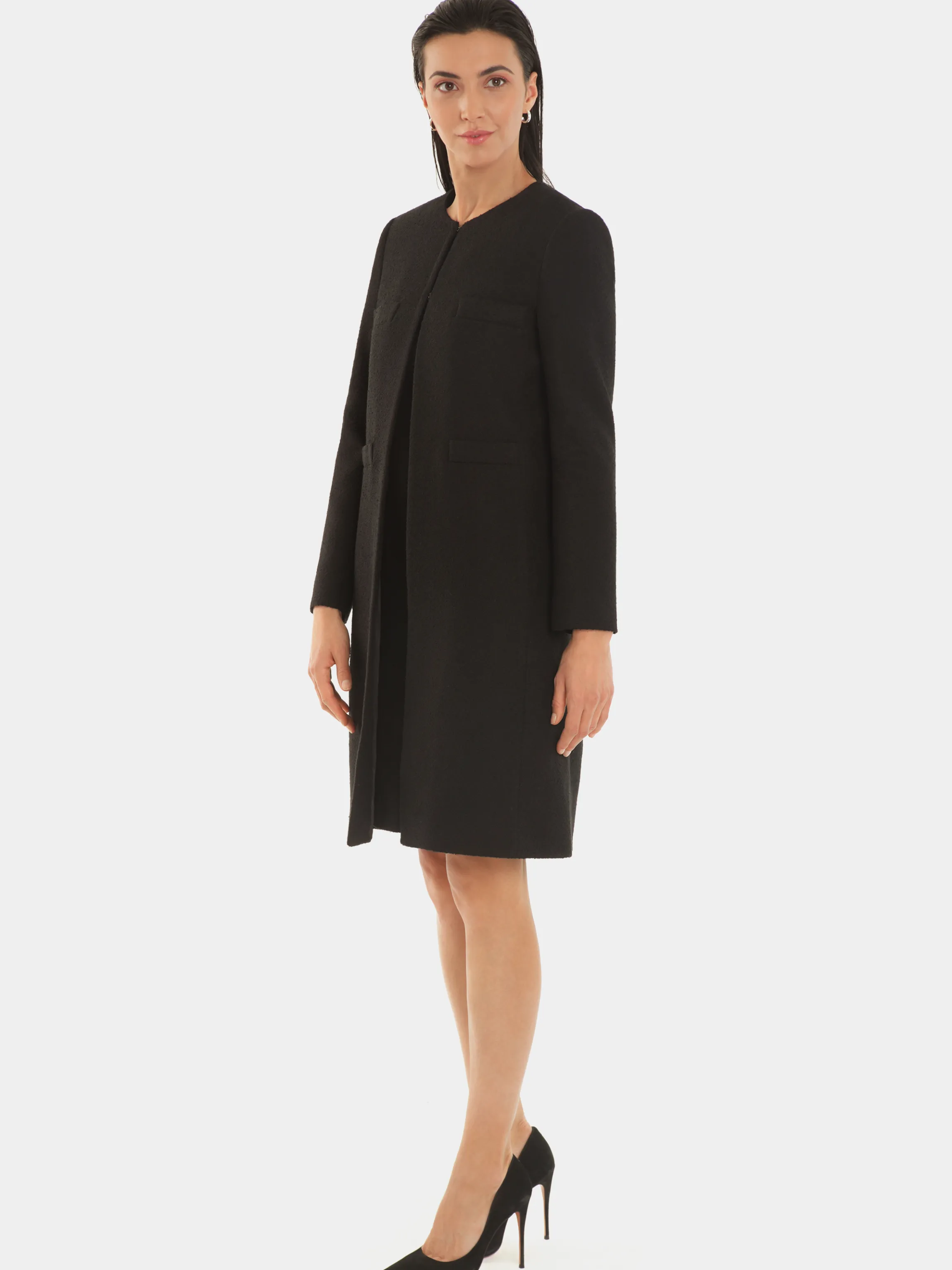 Outlet Manteau Mi-Long En Coton Crepe Femme Manteaux
