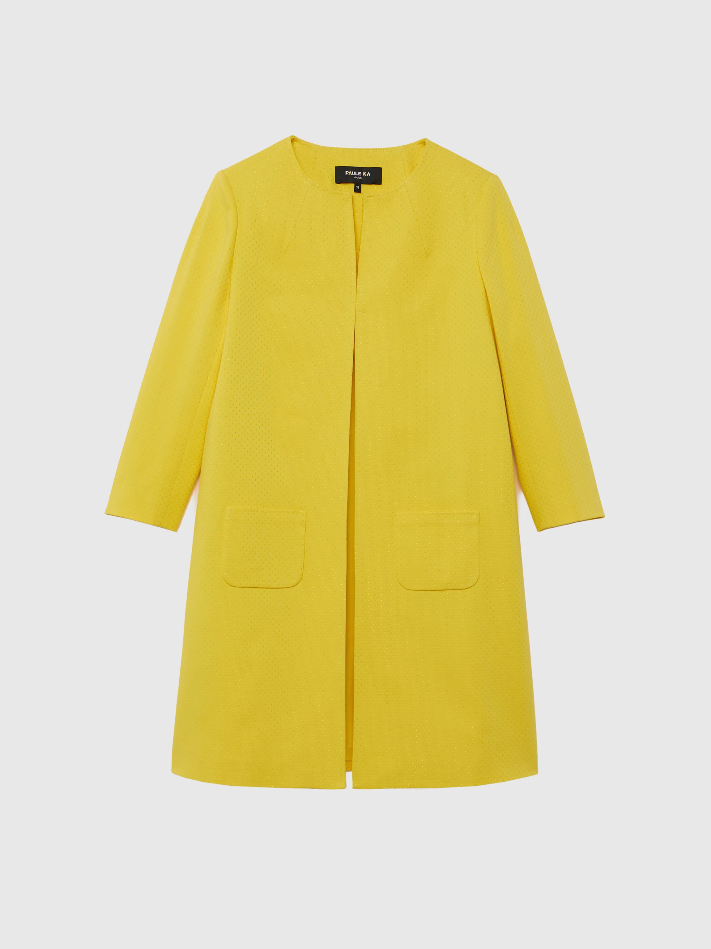 Fashion Manteau Mi-Long En Jacquard Plumetis Femme Manteaux