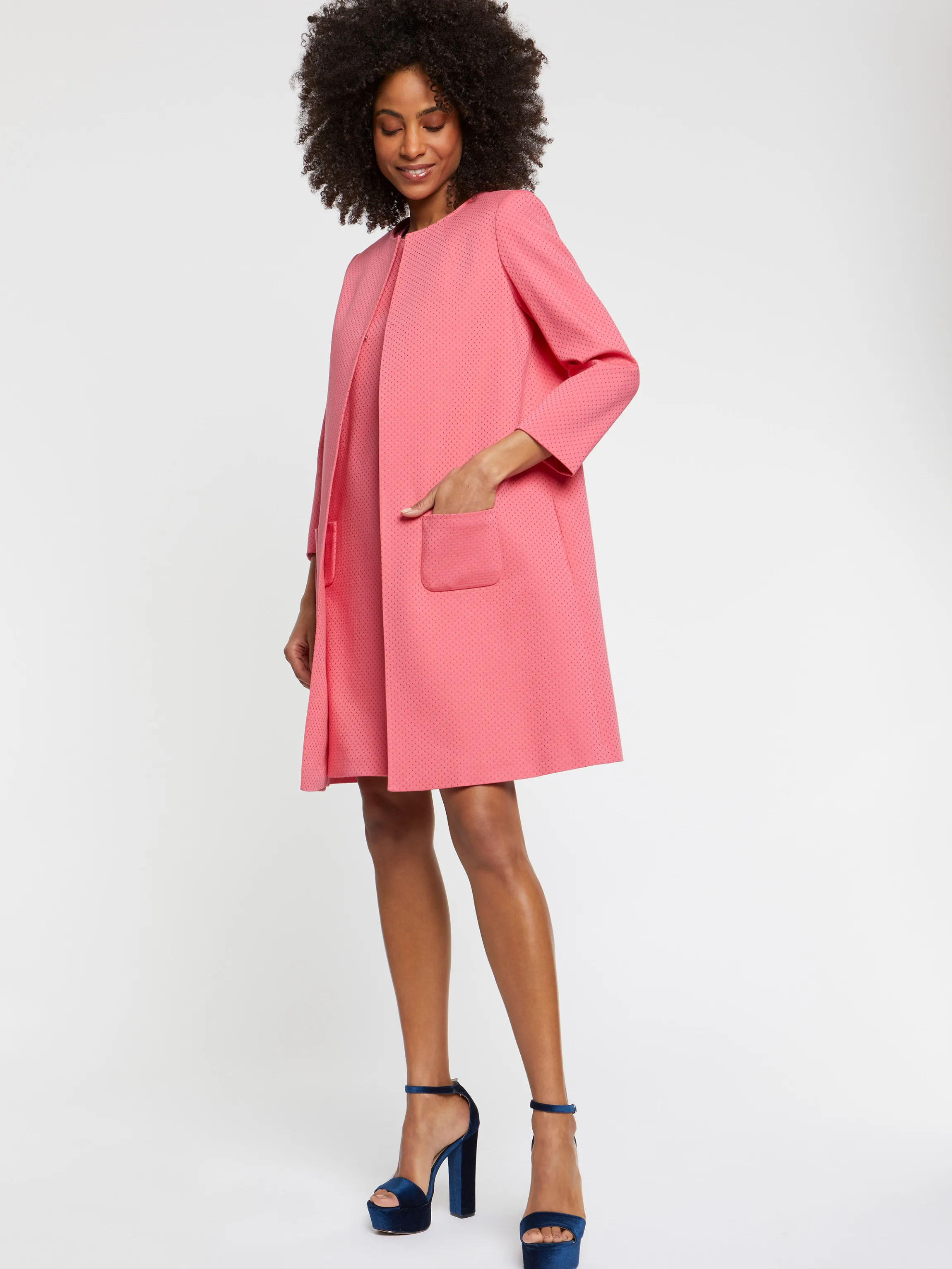 Best Manteau Mi-Long En Jacquard Plumetis Femme Manteaux