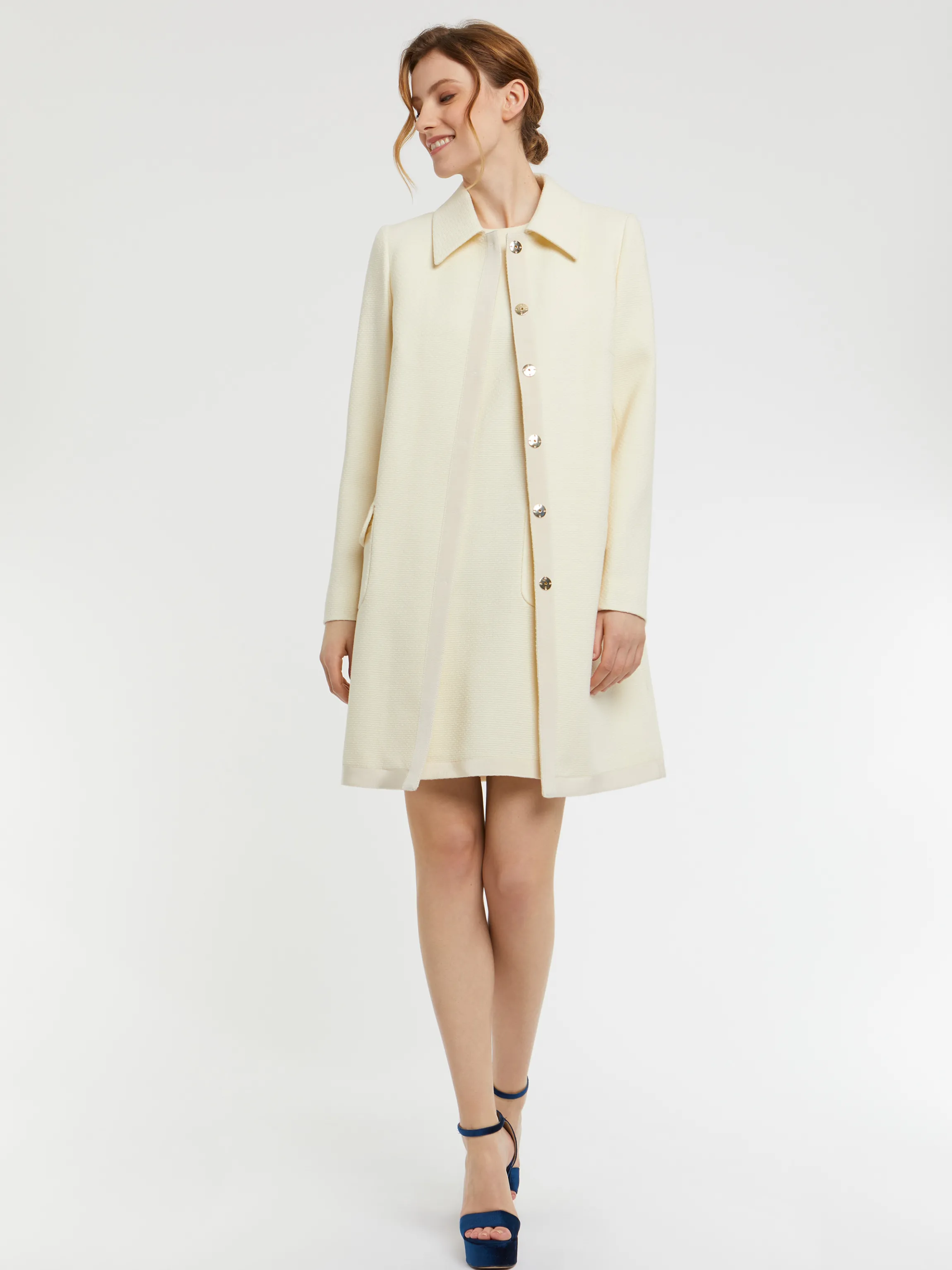 Sale Manteau Mi-Long En Laine Et Ruban Femme Manteaux