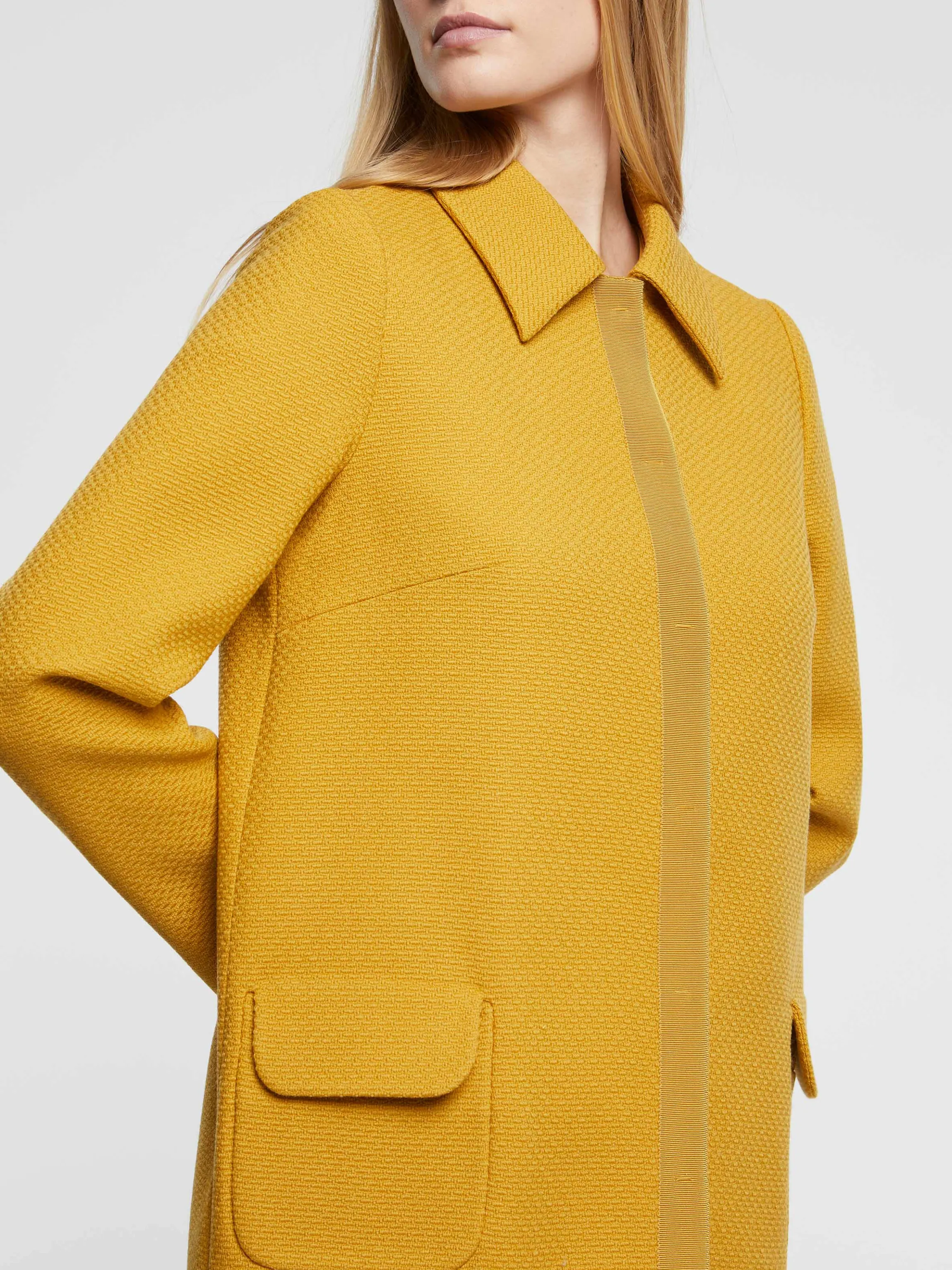 Hot Manteau Mi-Long En Laine Et Ruban Femme Manteaux