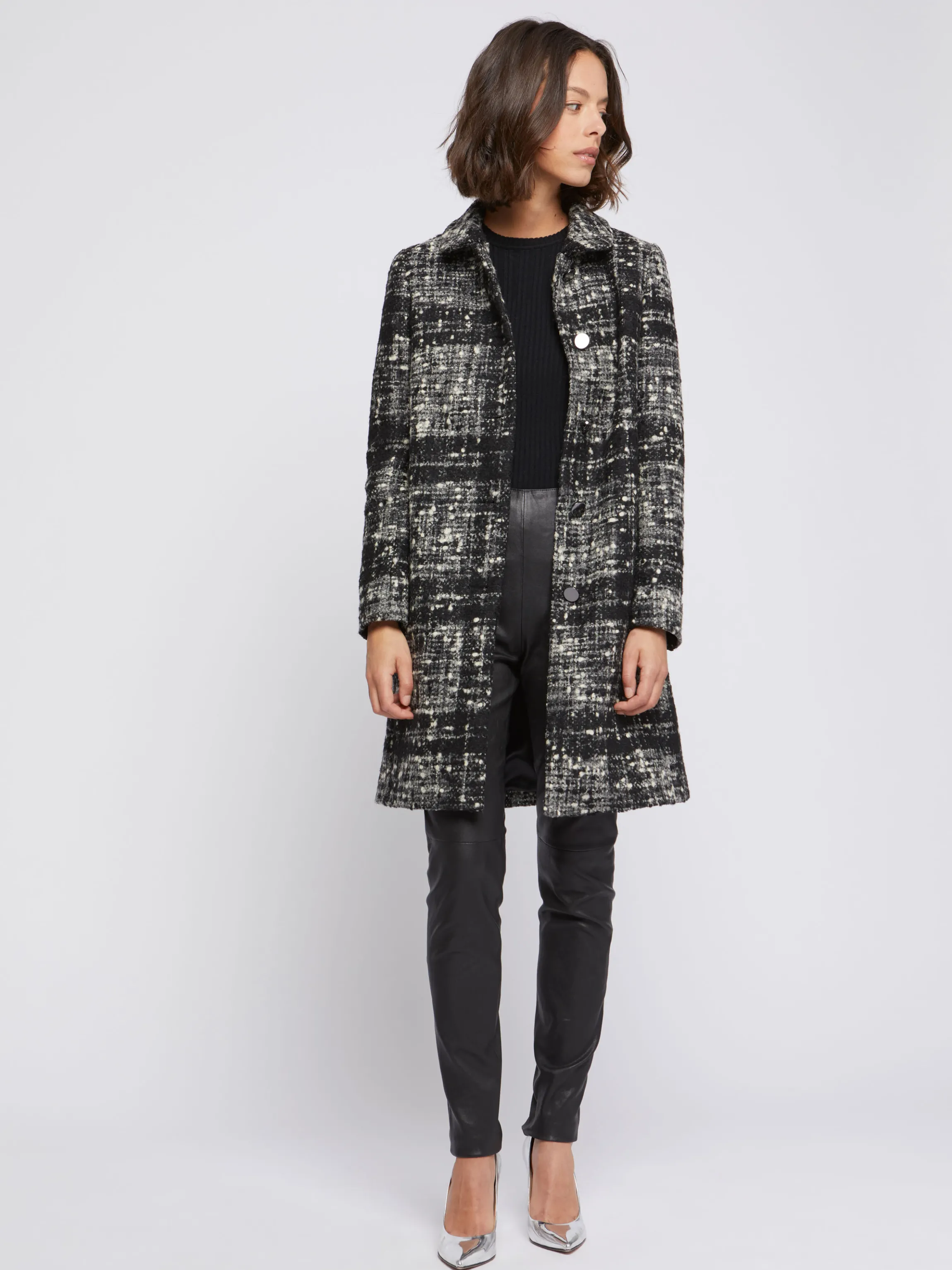 Best Manteau Mi-Long En Tweed Chine Femme Manteaux