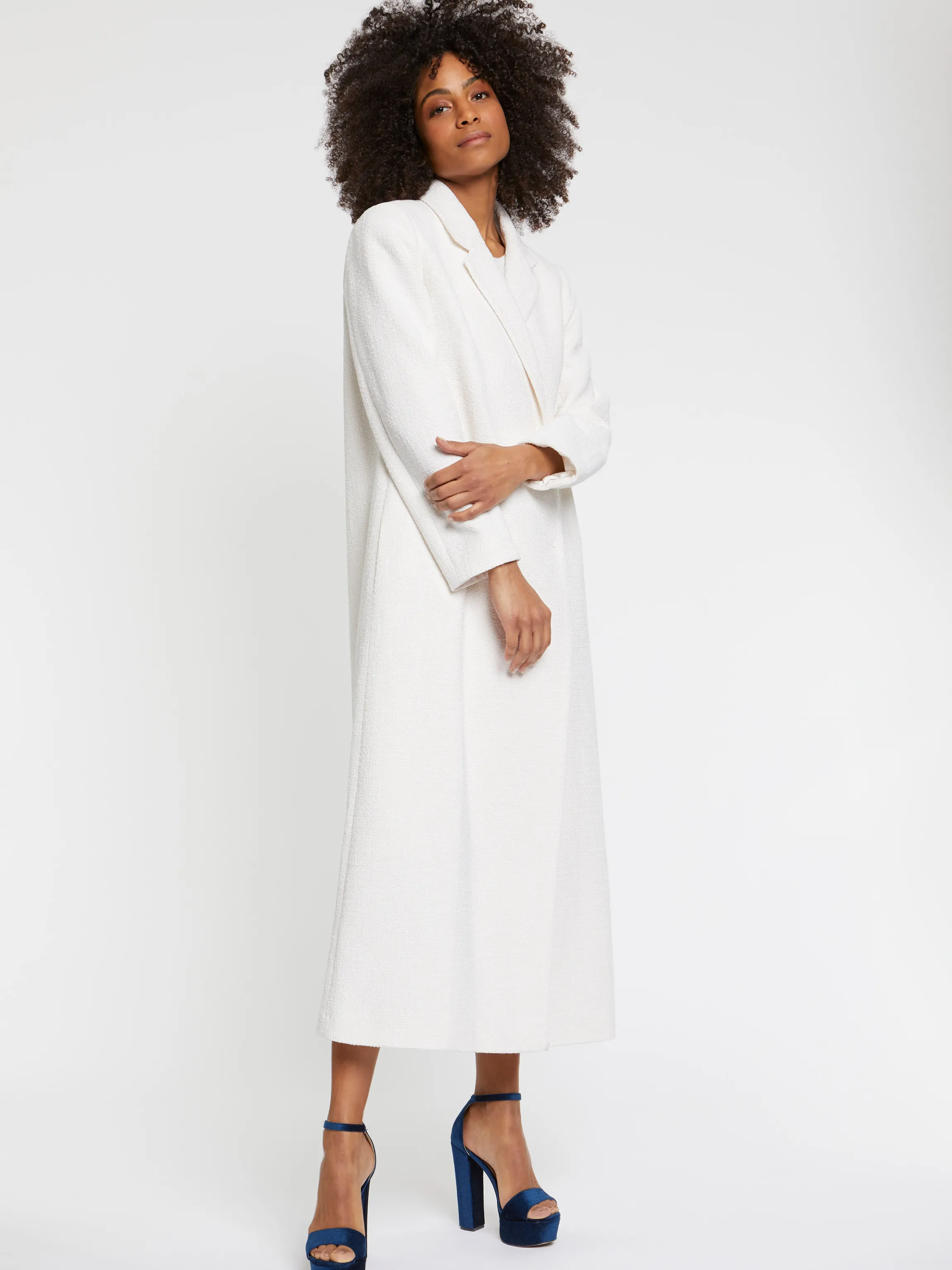 Cheap Manteau Ultra Long En Tweed Femme Manteaux