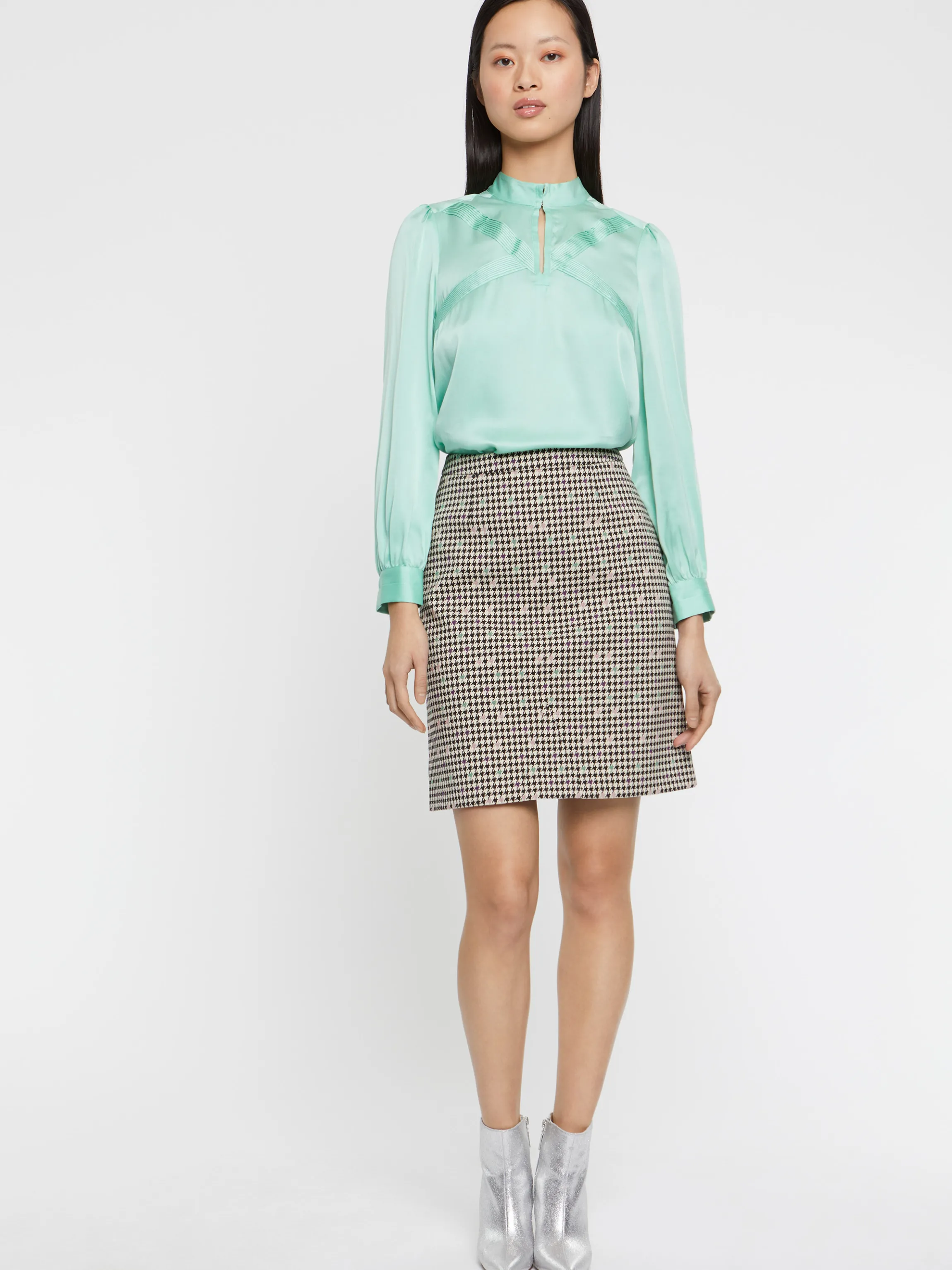 Shop Mini-Jupe A Motif Pied-De-Coq Femme Jupes
