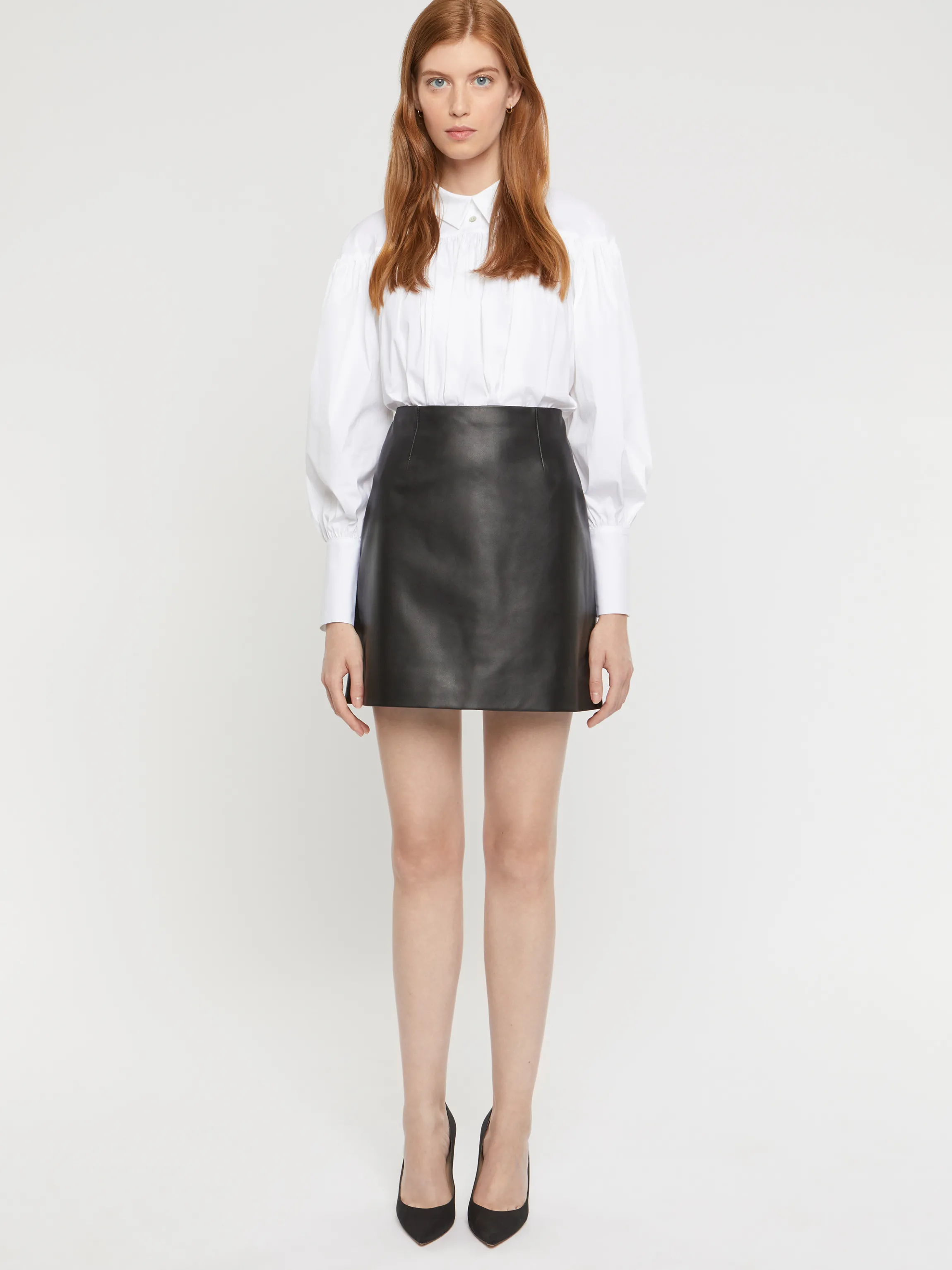 Outlet Mini-Jupe Droite En Cuir D'Agneau Femme Jupes