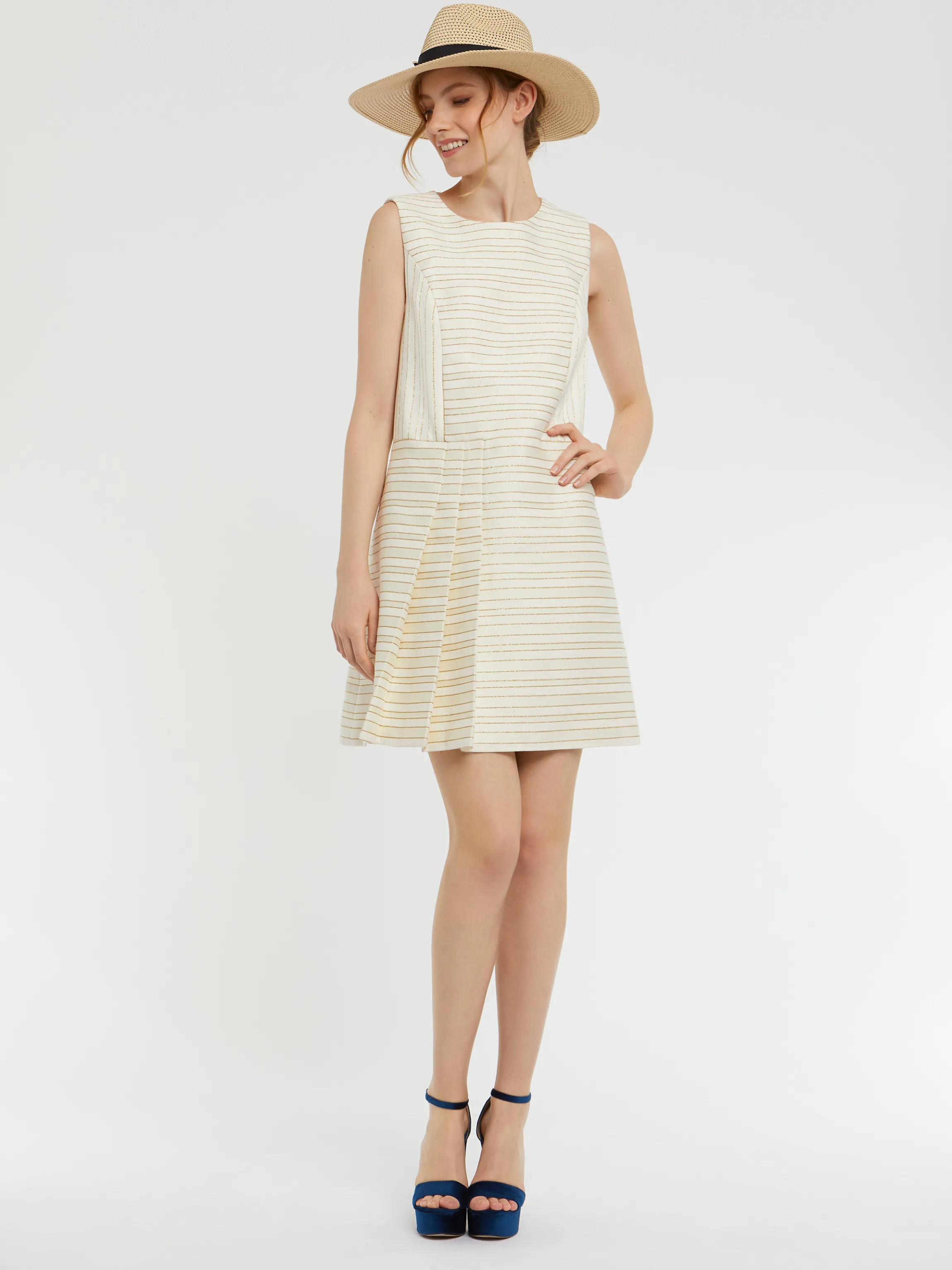 Discount Mini-Robe Plissee A Rayures Tennis Et Lurex Femme Robes