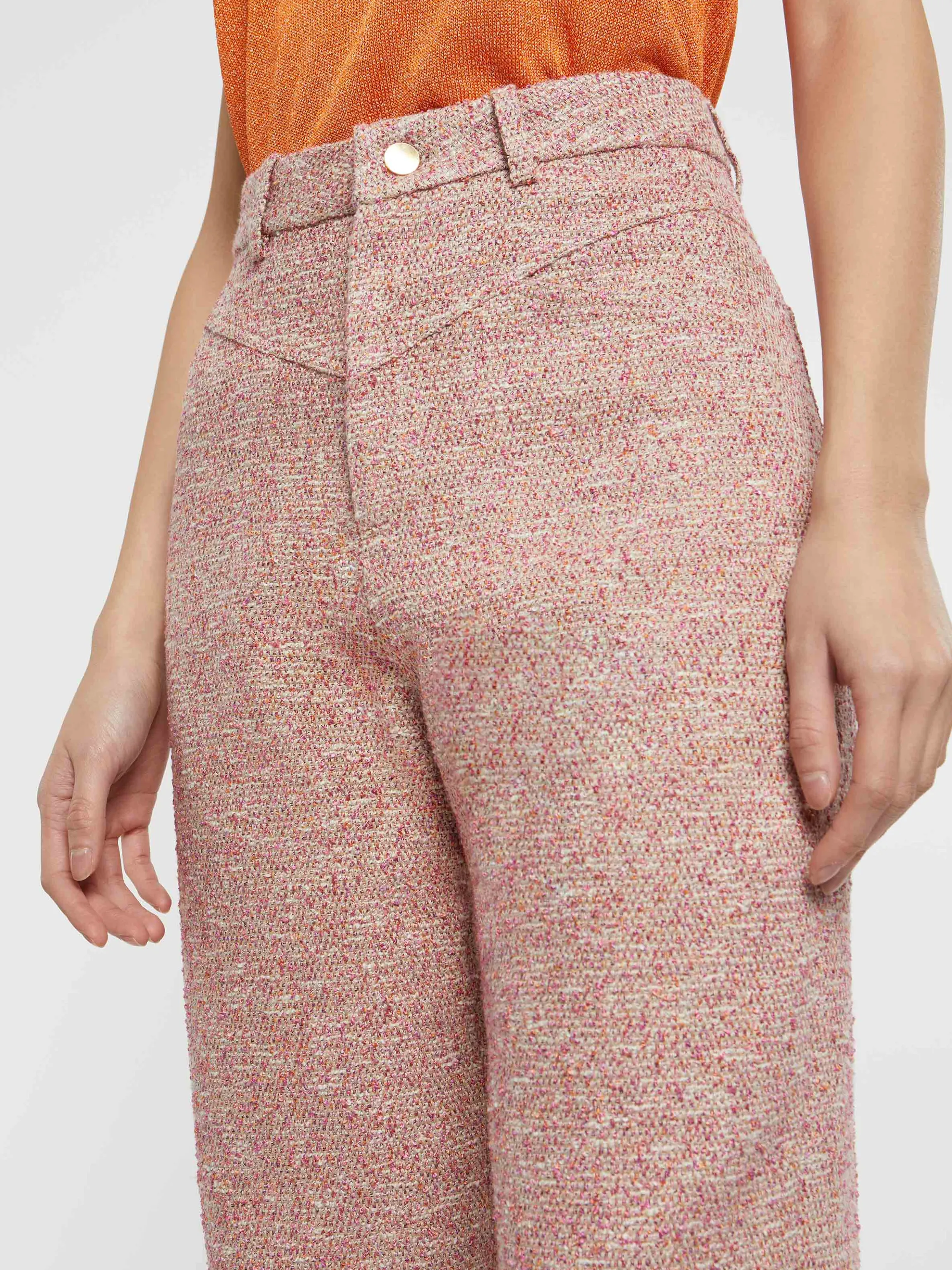 Outlet Pantalon Carotte En Tweed Femme Pantalons Et Combinaisons
