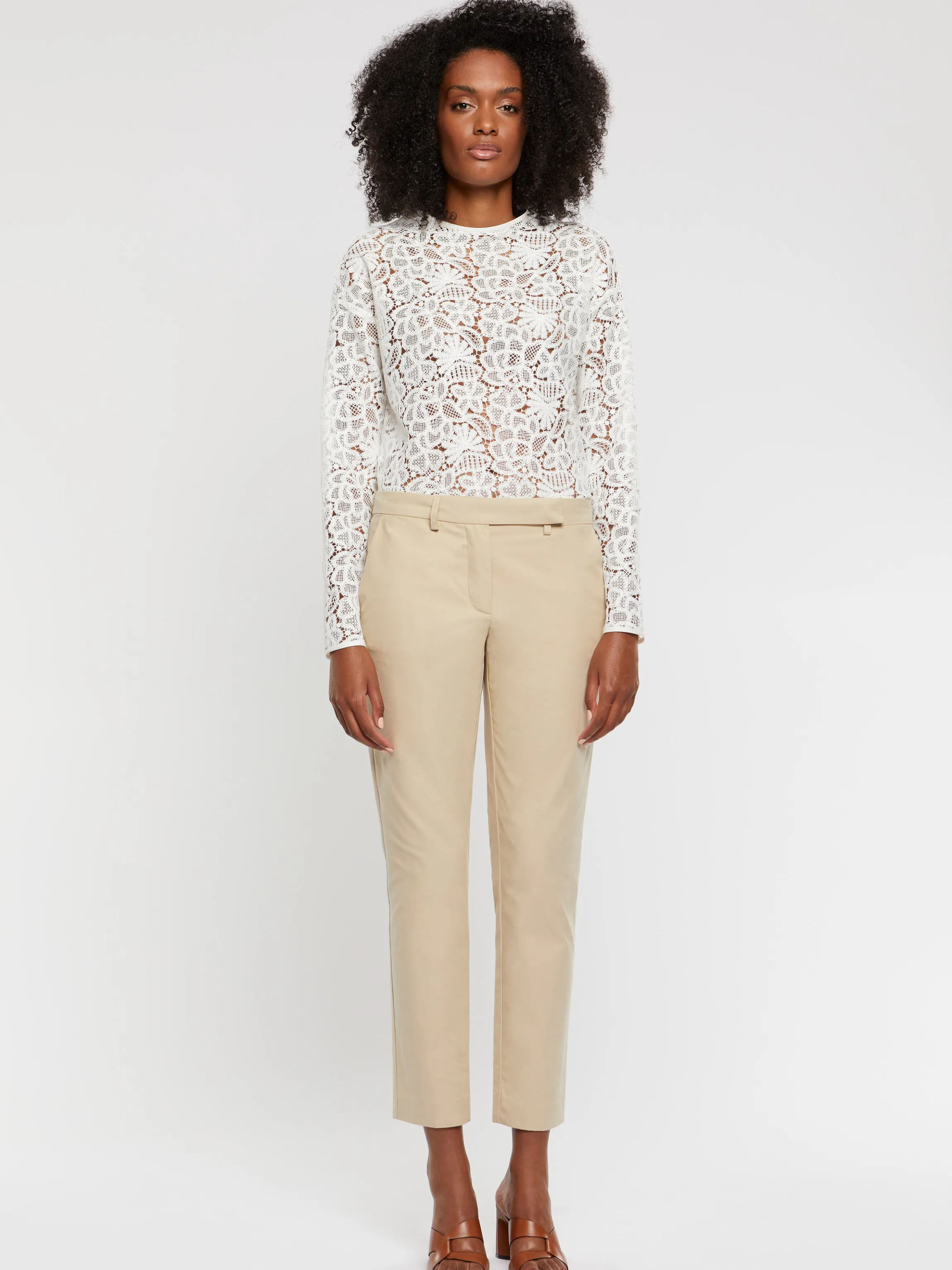 Best Pantalon Cigarette En Gabardine De Coton Femme Pantalons Et Combinaisons