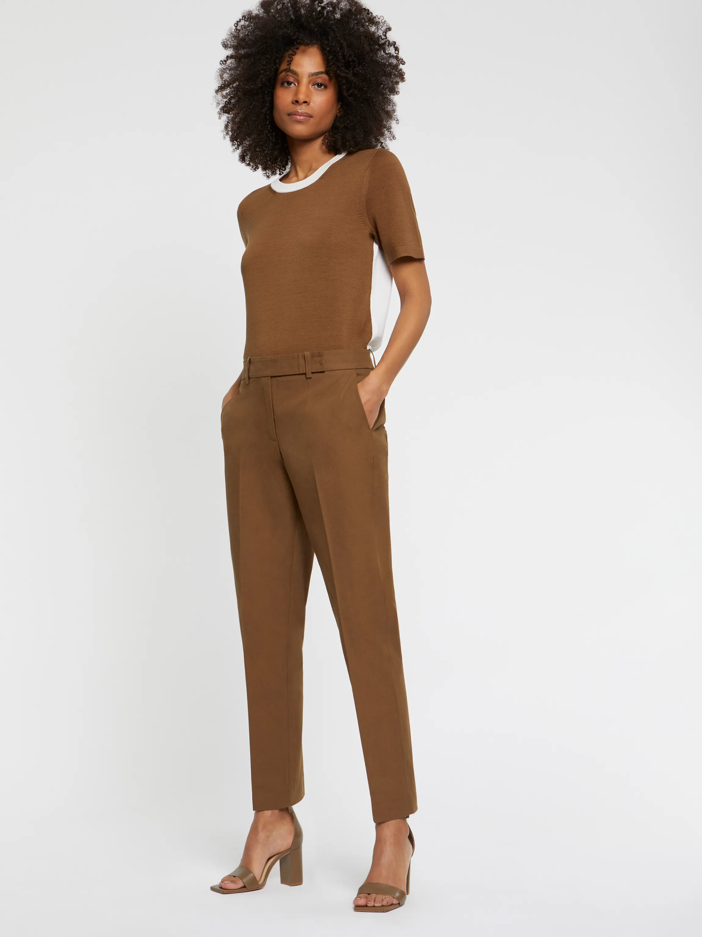 Sale Pantalon Cigarette En Gabardine De Coton Femme Pantalons Et Combinaisons