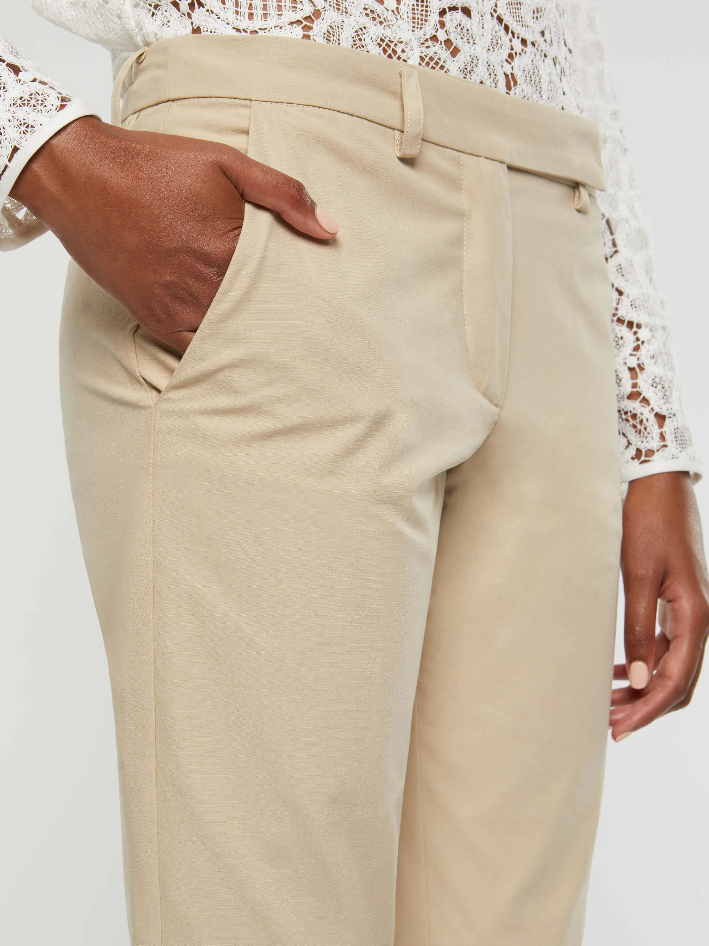 Best Pantalon Cigarette En Gabardine De Coton Femme Pantalons Et Combinaisons