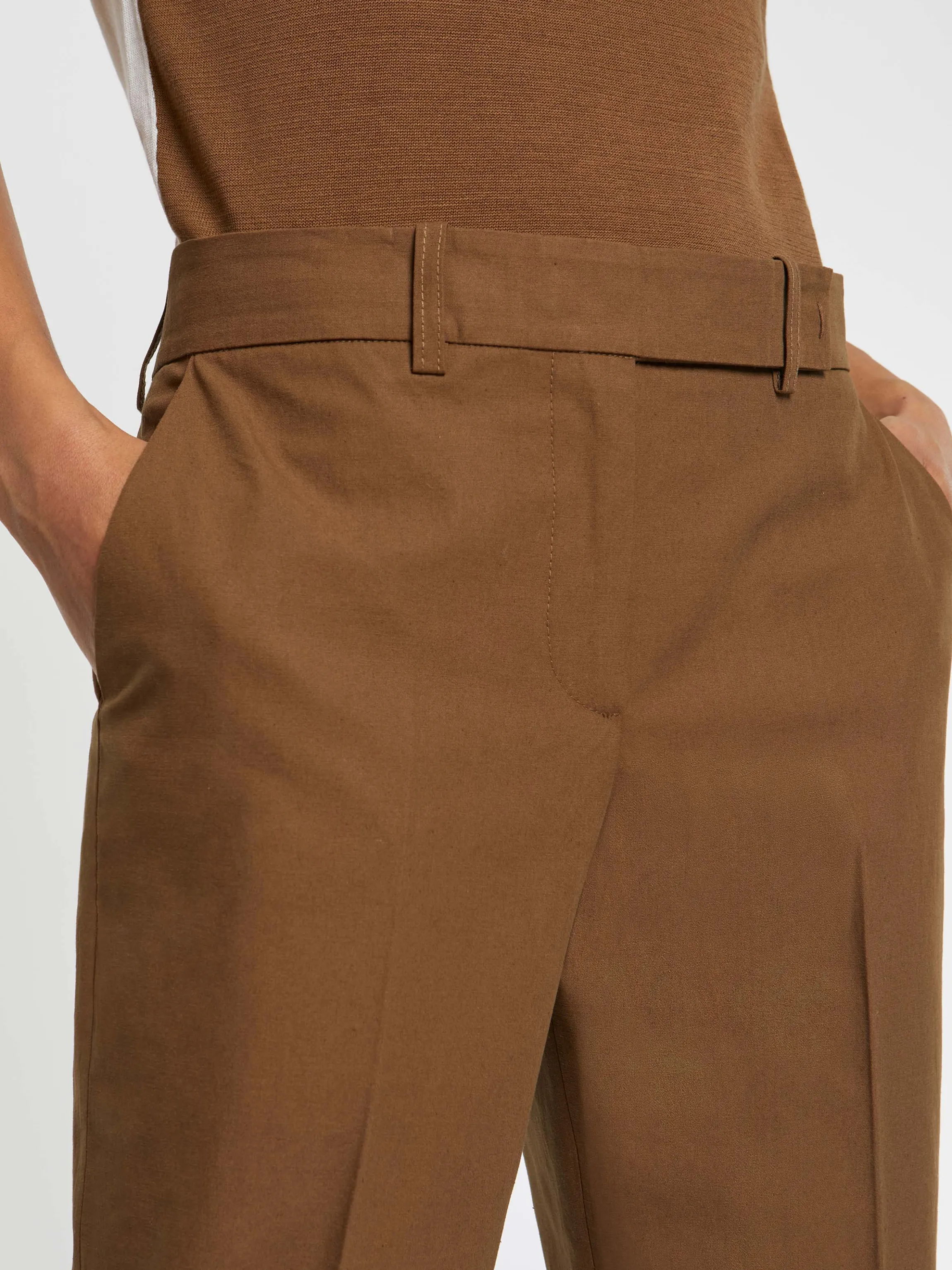 Sale Pantalon Cigarette En Gabardine De Coton Femme Pantalons Et Combinaisons