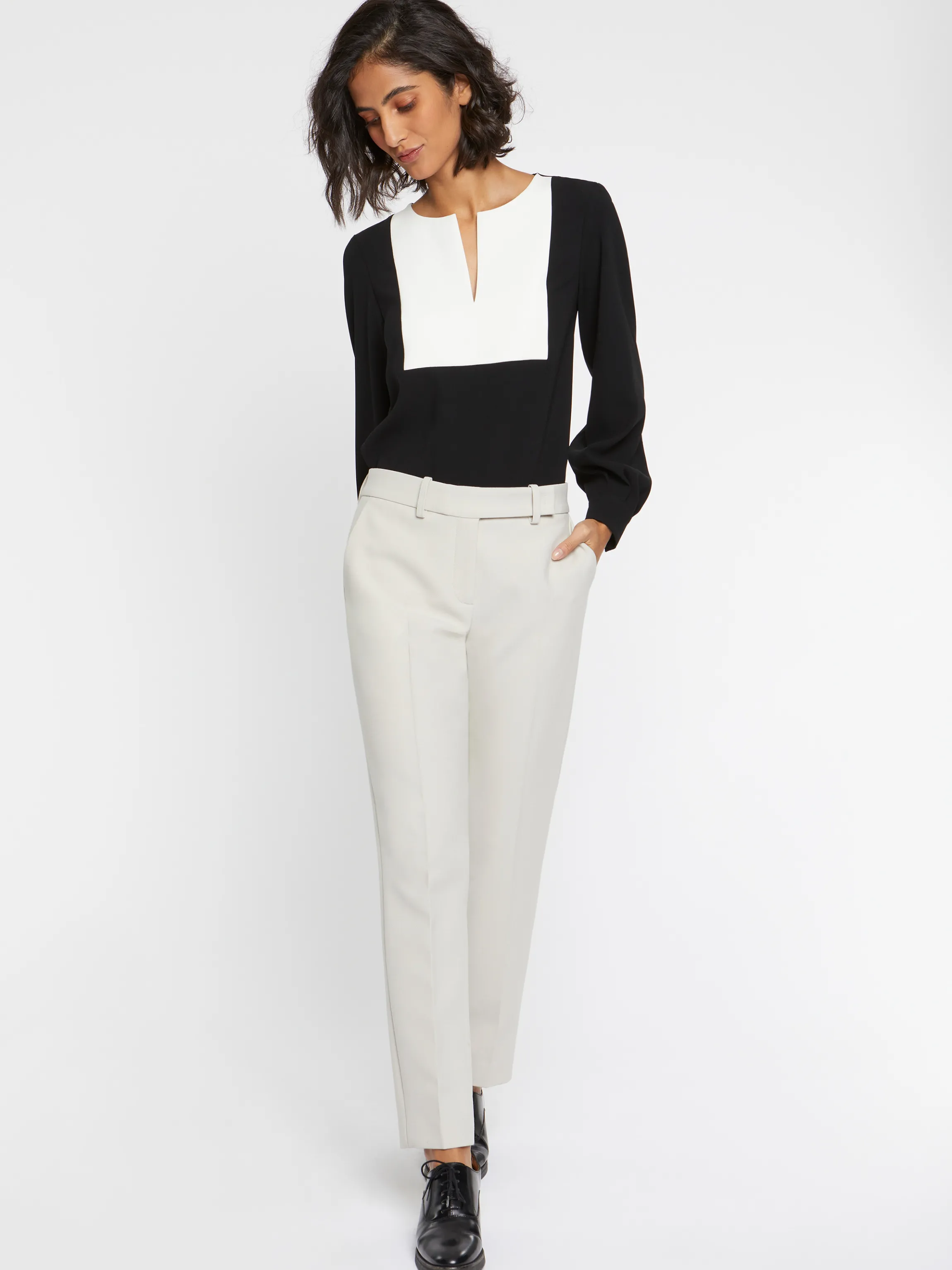 Store Pantalon Cigarette En Tricotine Stretch Femme Pantalons Et Combinaisons