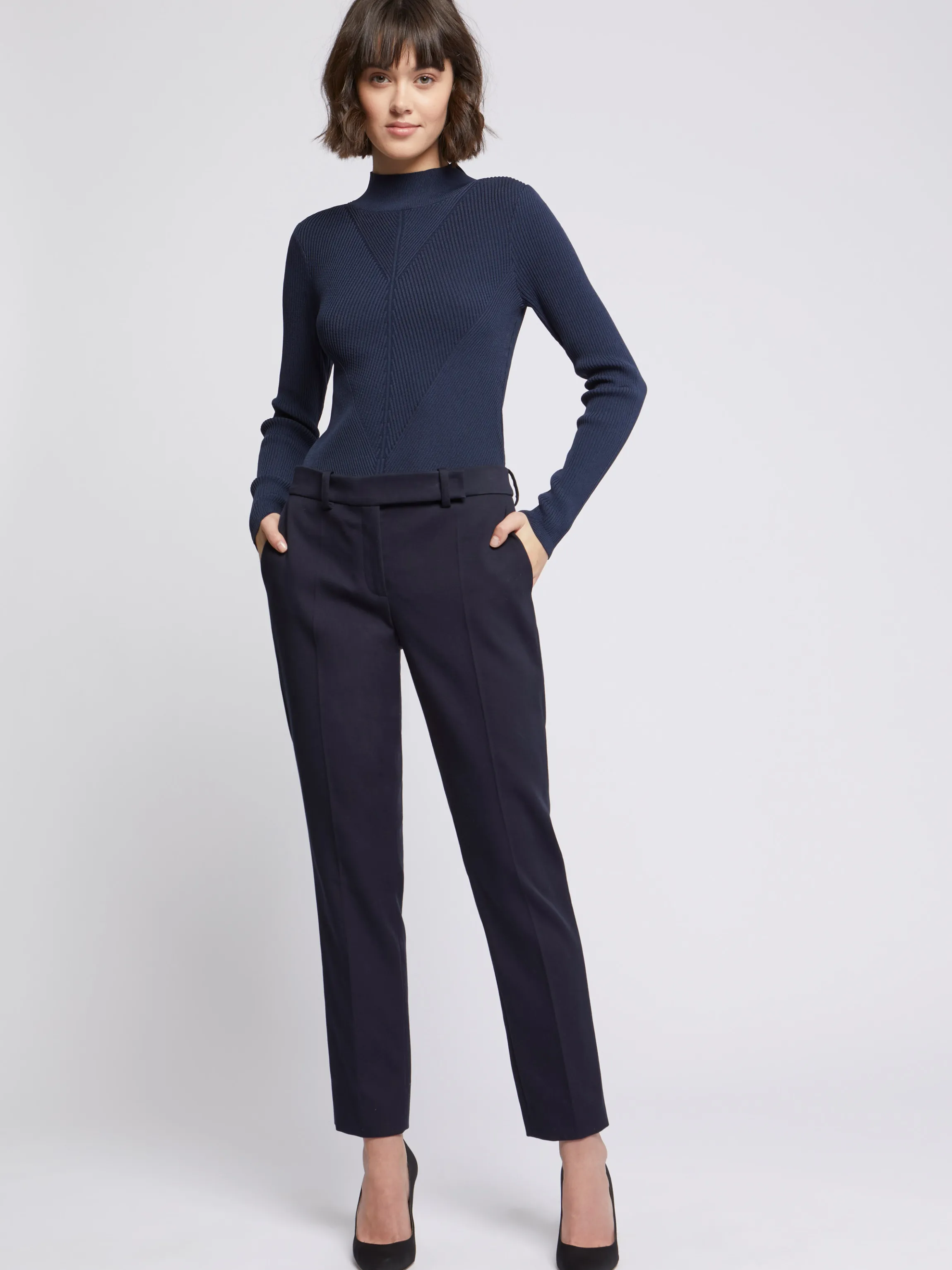 Clearance Pantalon Cigarette En Tricotine Stretch Femme Pantalons Et Combinaisons