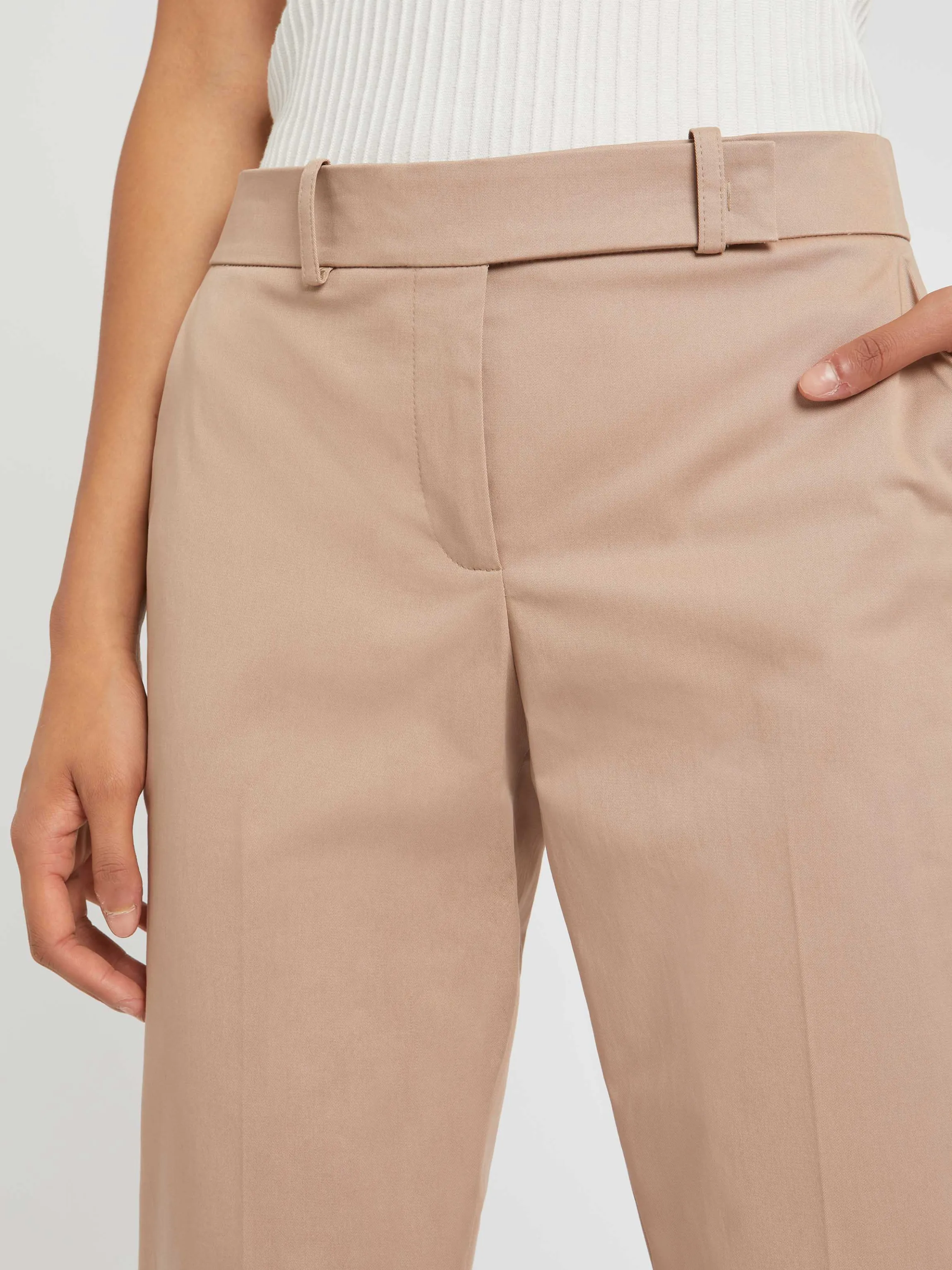 Hot Pantalon Droit 7/8Eme En Popeline De Coton Femme Pantalons Et Combinaisons