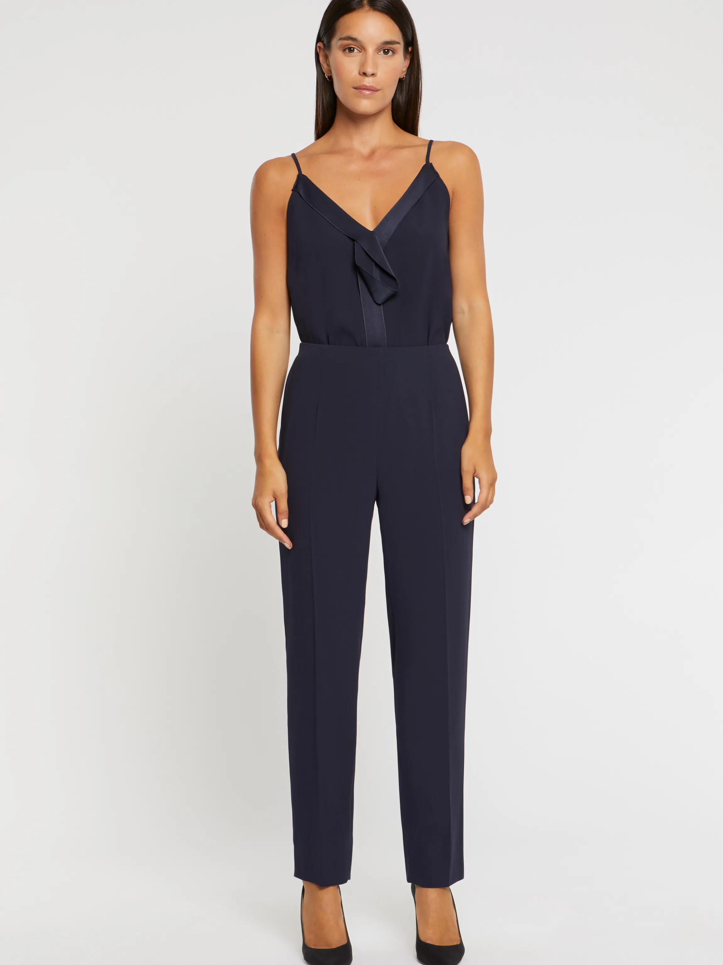 Best Sale Pantalon Droit En Crepe Envers Satin Femme Pantalons Et Combinaisons
