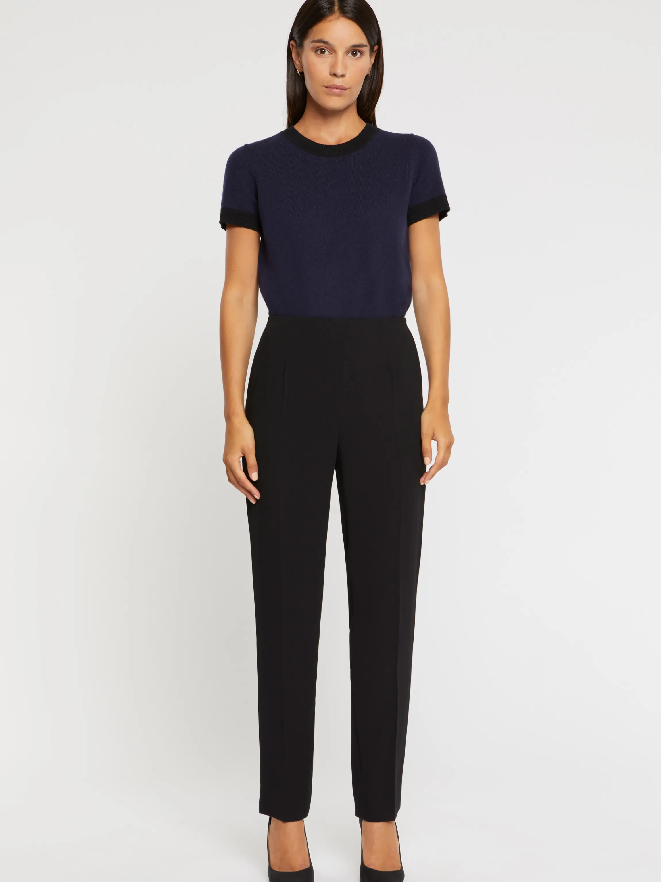 Fashion Pantalon Droit En Crepe Envers Satin Femme Pantalons Et Combinaisons