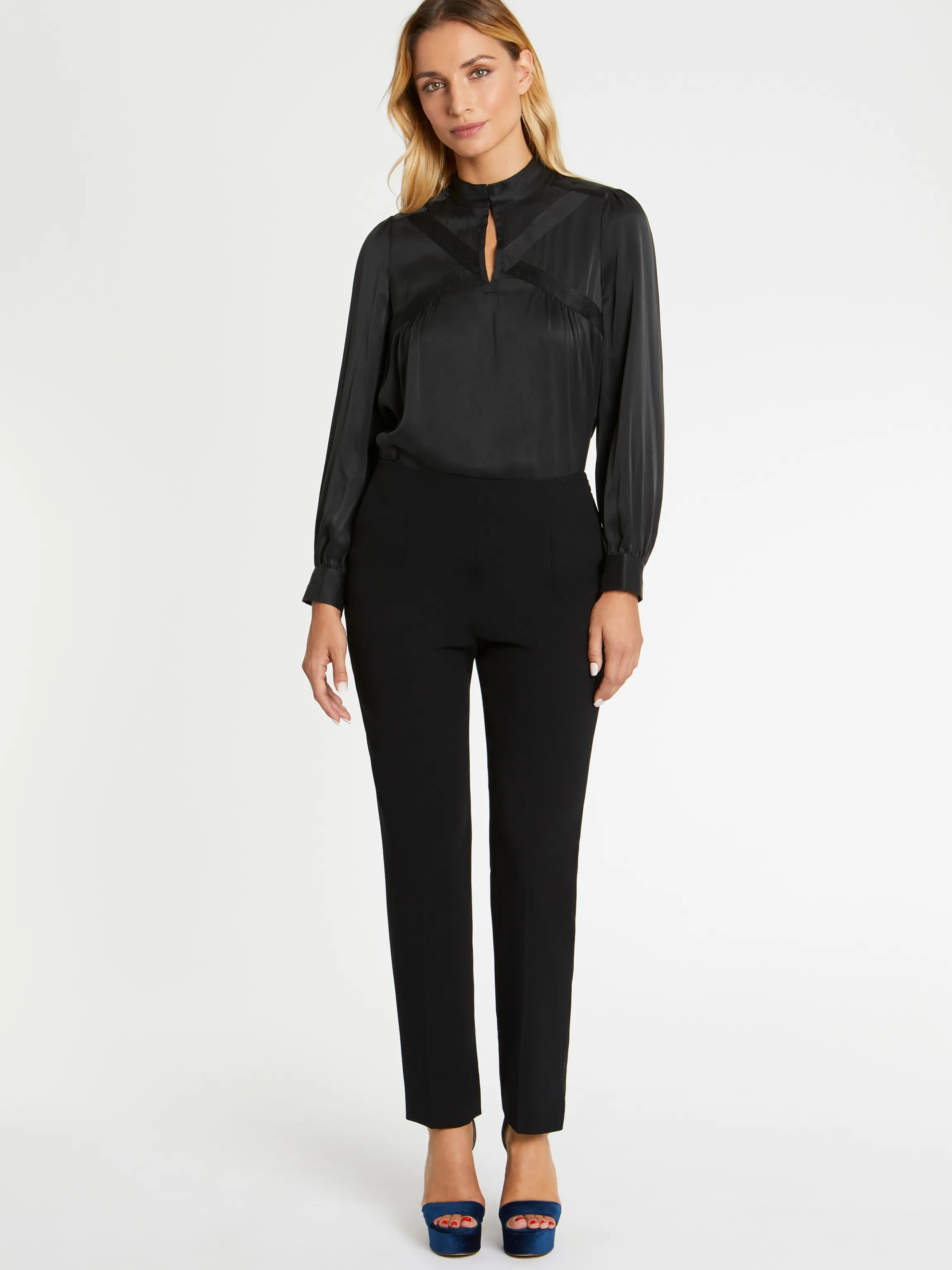 Discount Pantalon Droit En Tissu Crepe Femme Pantalons Et Combinaisons