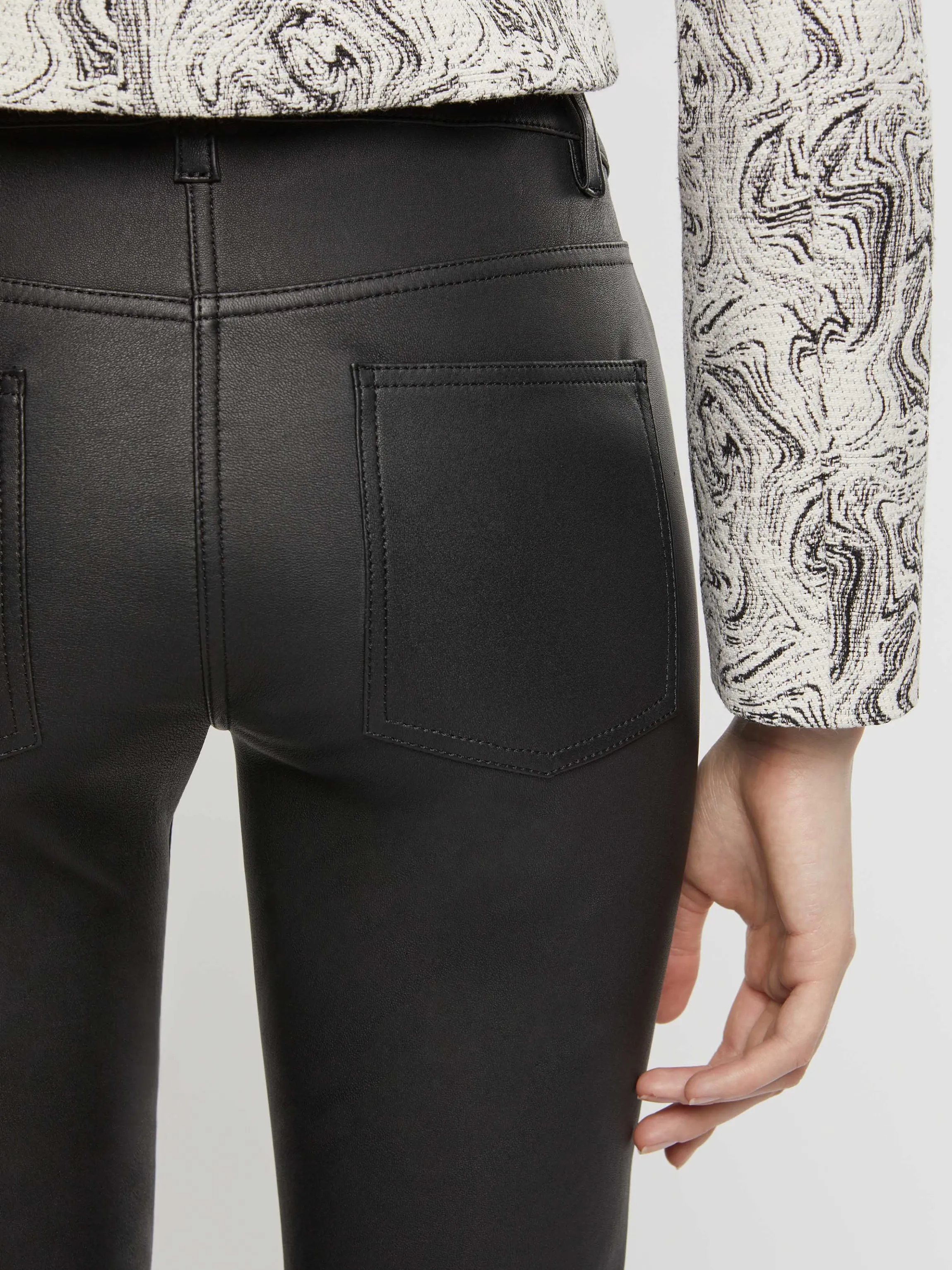 Store Pantalon Evase En Cuir D'Agneau Stretch Femme Pantalons Et Combinaisons