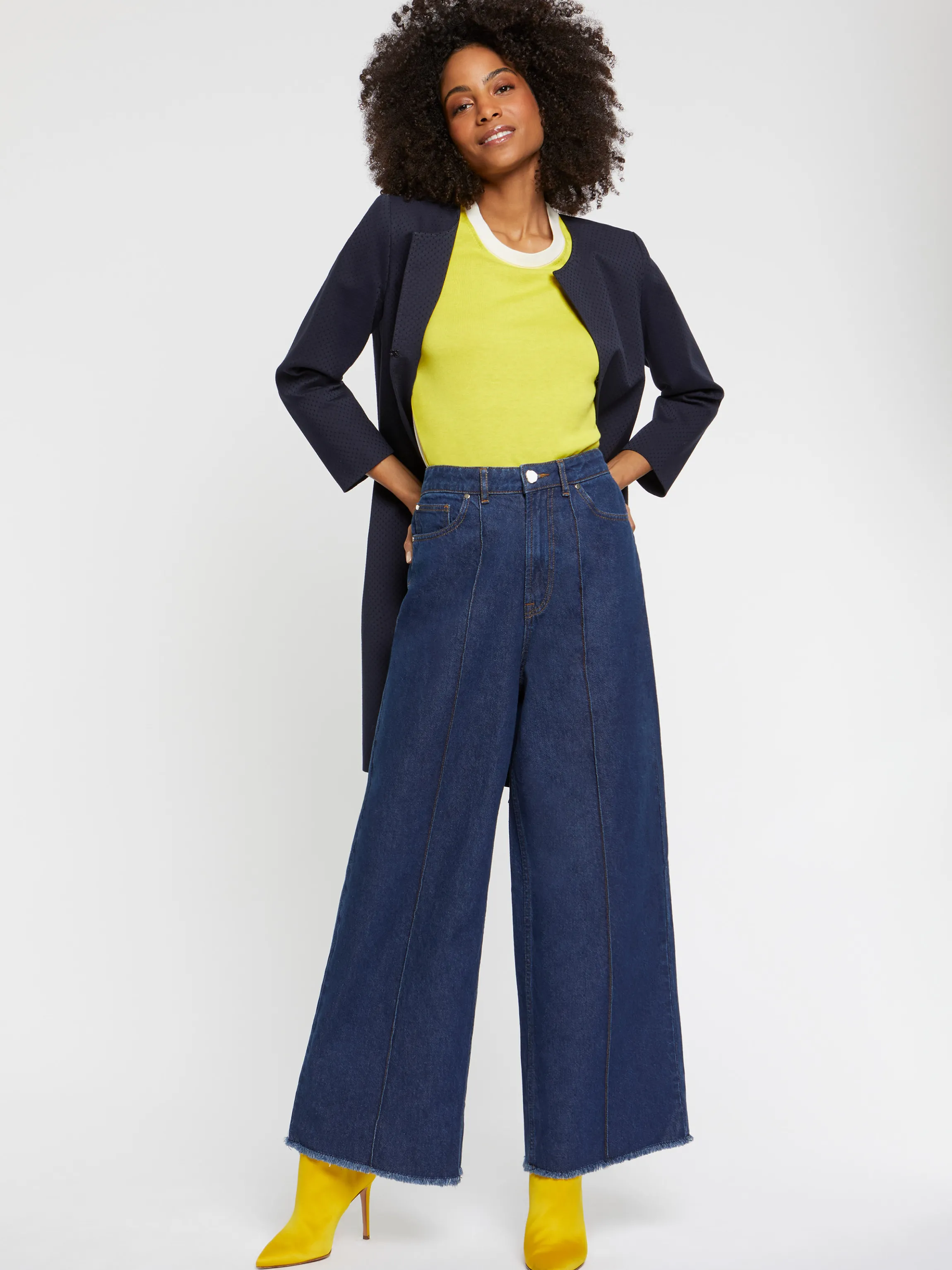 Store Pantalon Evase Extra Large En Denim Femme Pantalons Et Combinaisons