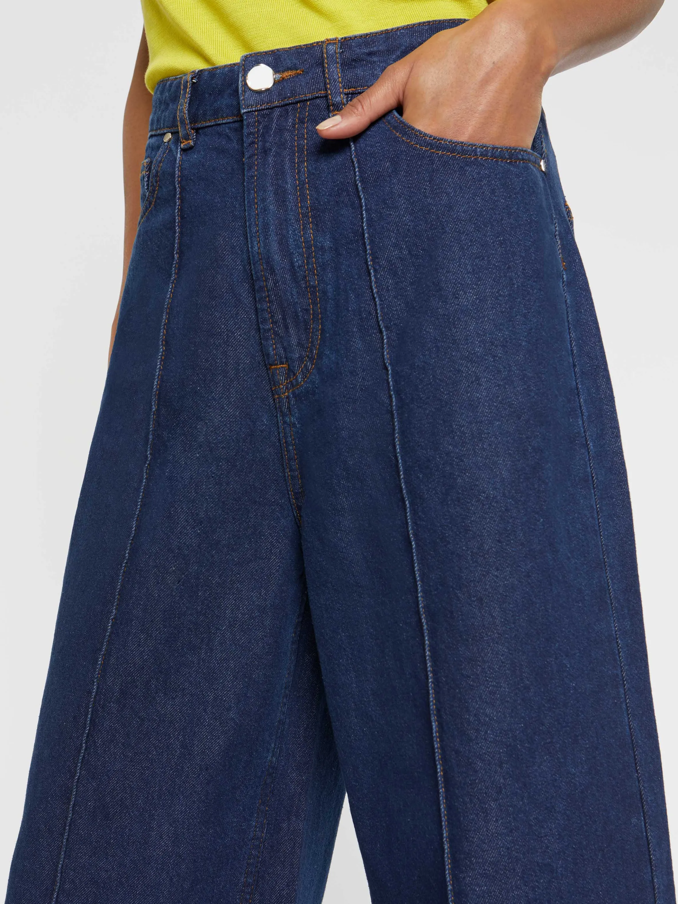 Store Pantalon Evase Extra Large En Denim Femme Pantalons Et Combinaisons
