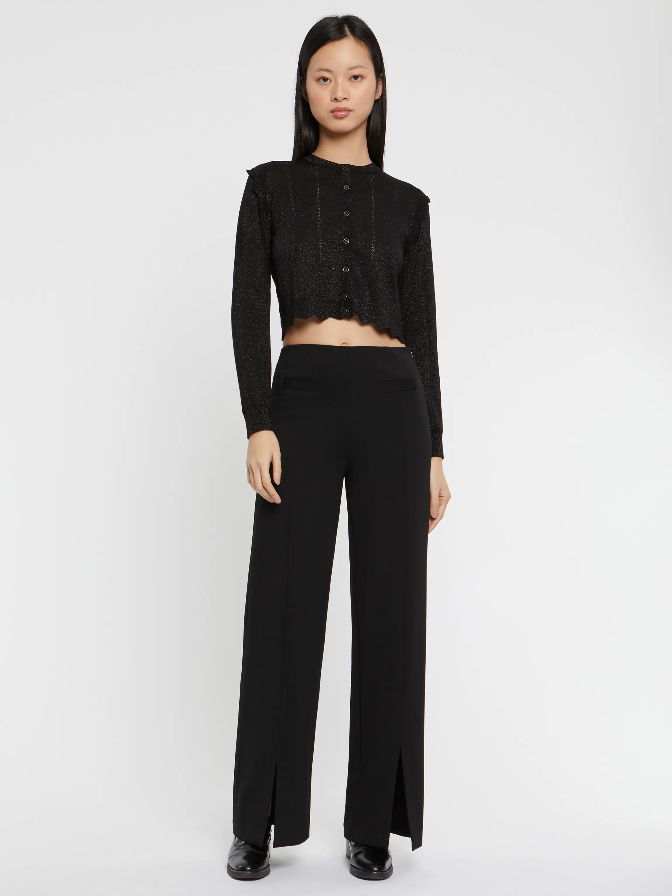 Discount Pantalon Fendu Coupe Flare En Jersey Femme Pantalons Et Combinaisons
