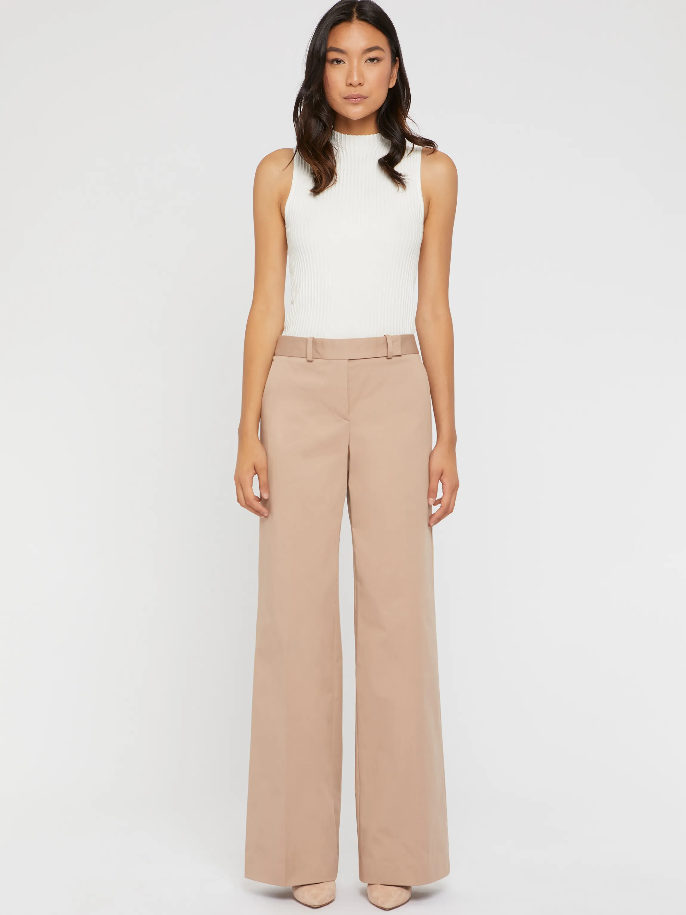 Online Pantalon Flare En Popeline De Coton Femme Pantalons Et Combinaisons