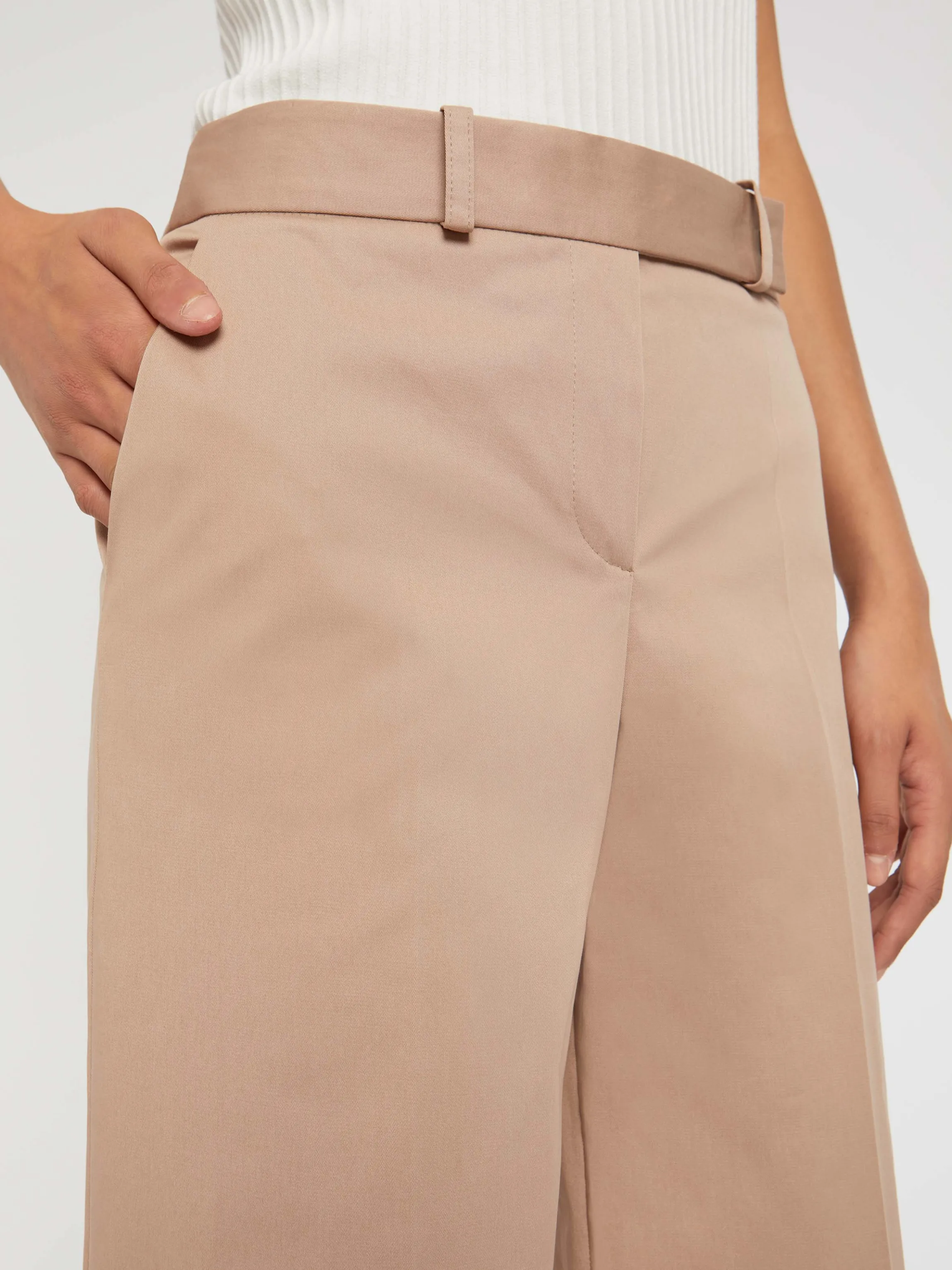 Online Pantalon Flare En Popeline De Coton Femme Pantalons Et Combinaisons