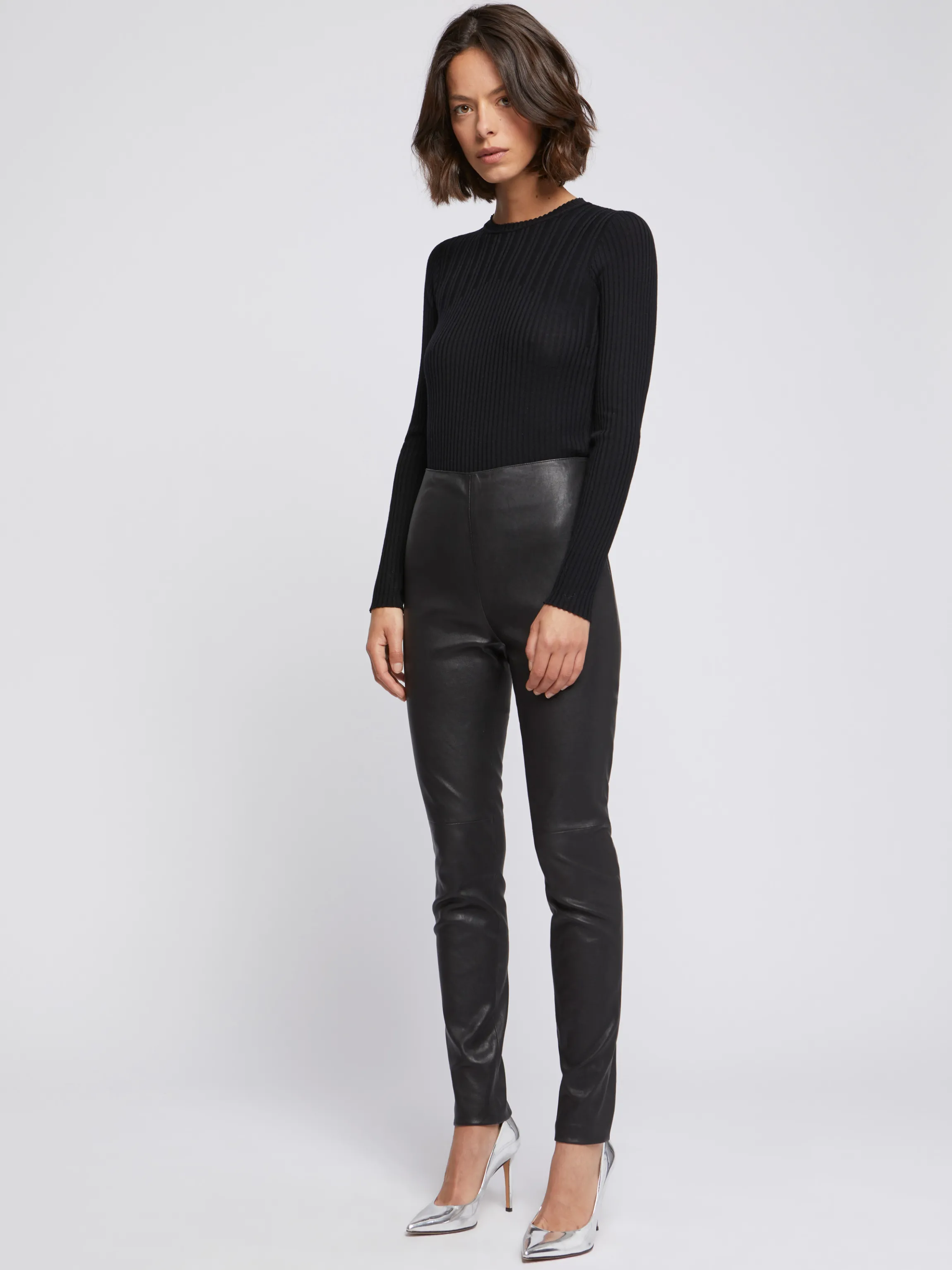 Best Pantalon Slim En Cuir D'Agneau Stretch Femme Pantalons Et Combinaisons