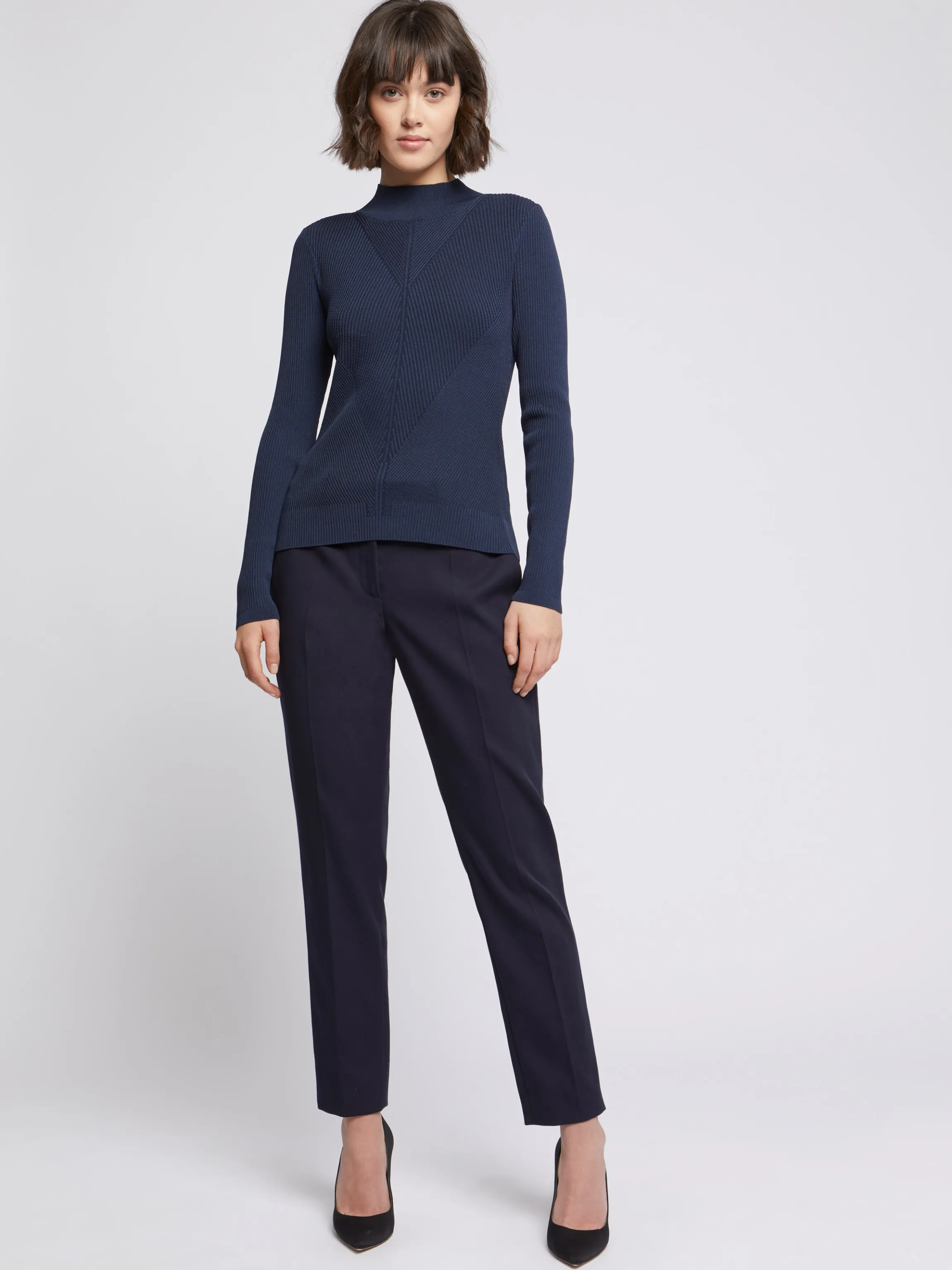 Shop Pull Col Montant En Cotes Fantaisie Femme Pulls Et Cardigans