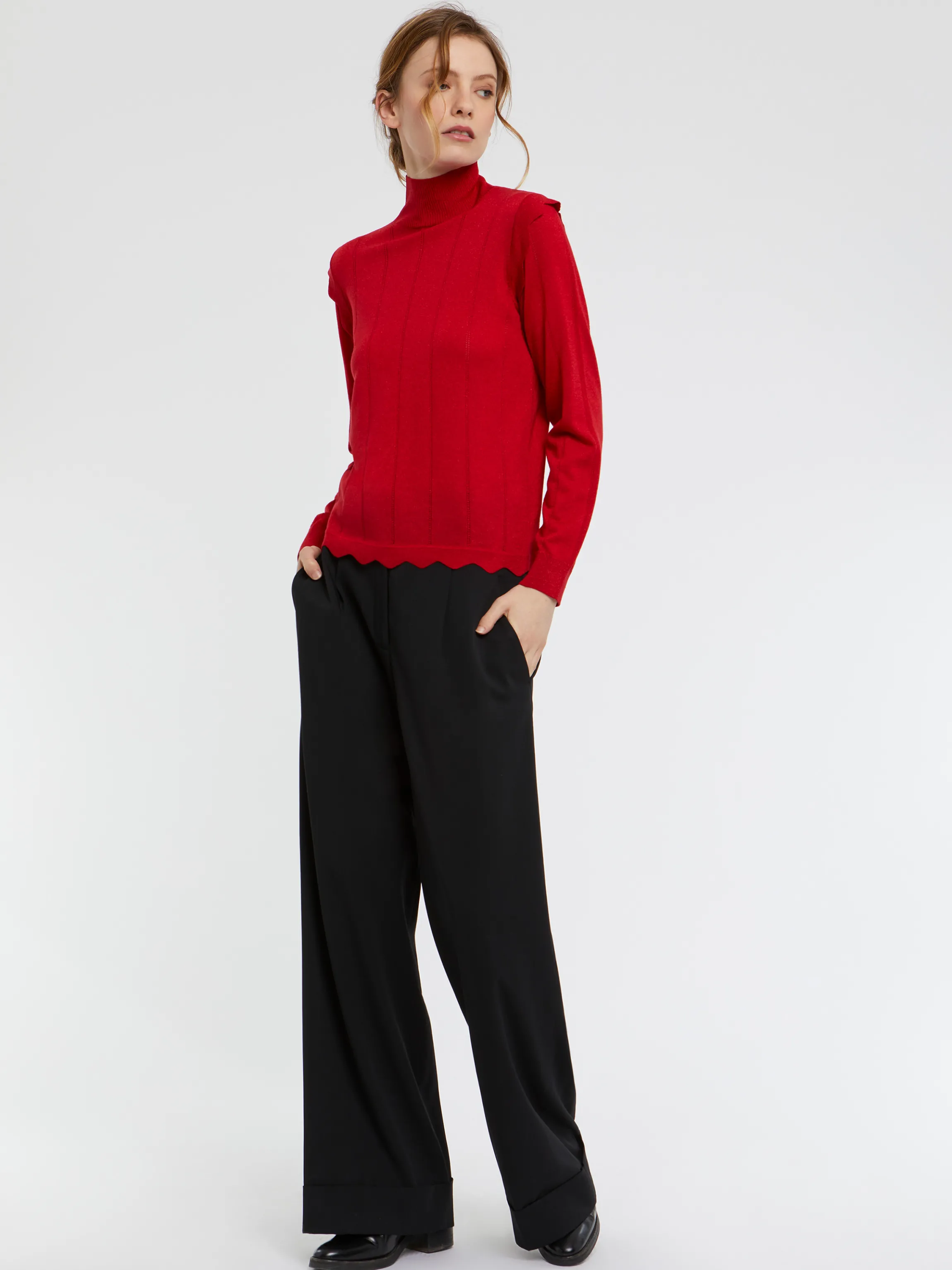 Discount Pull Col Roule A Festons En Laine Et Lurex Femme Pulls Et Cardigans