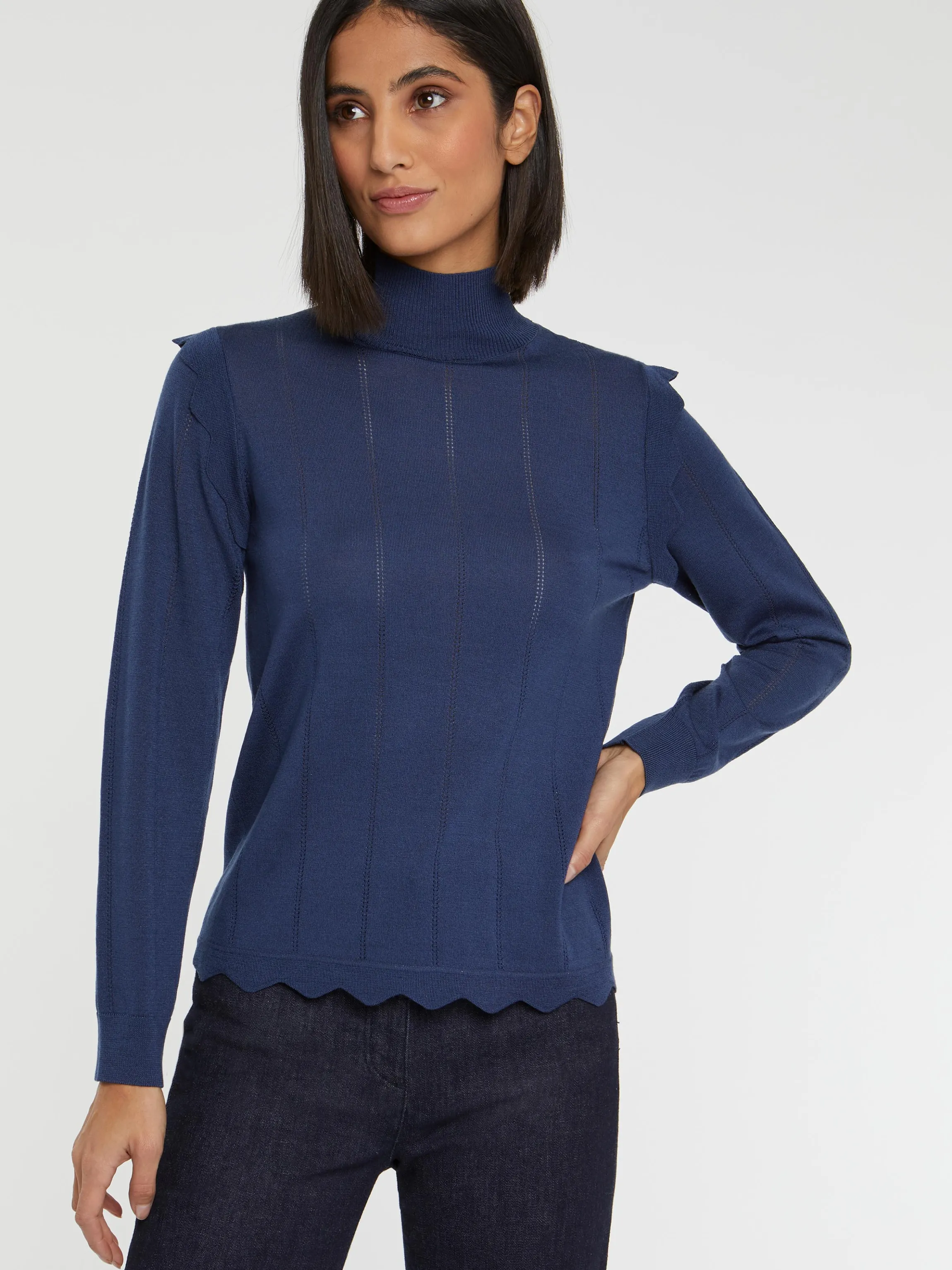 Online Pull Col Roule A Festons En Laine Et Lurex Femme Pulls Et Cardigans