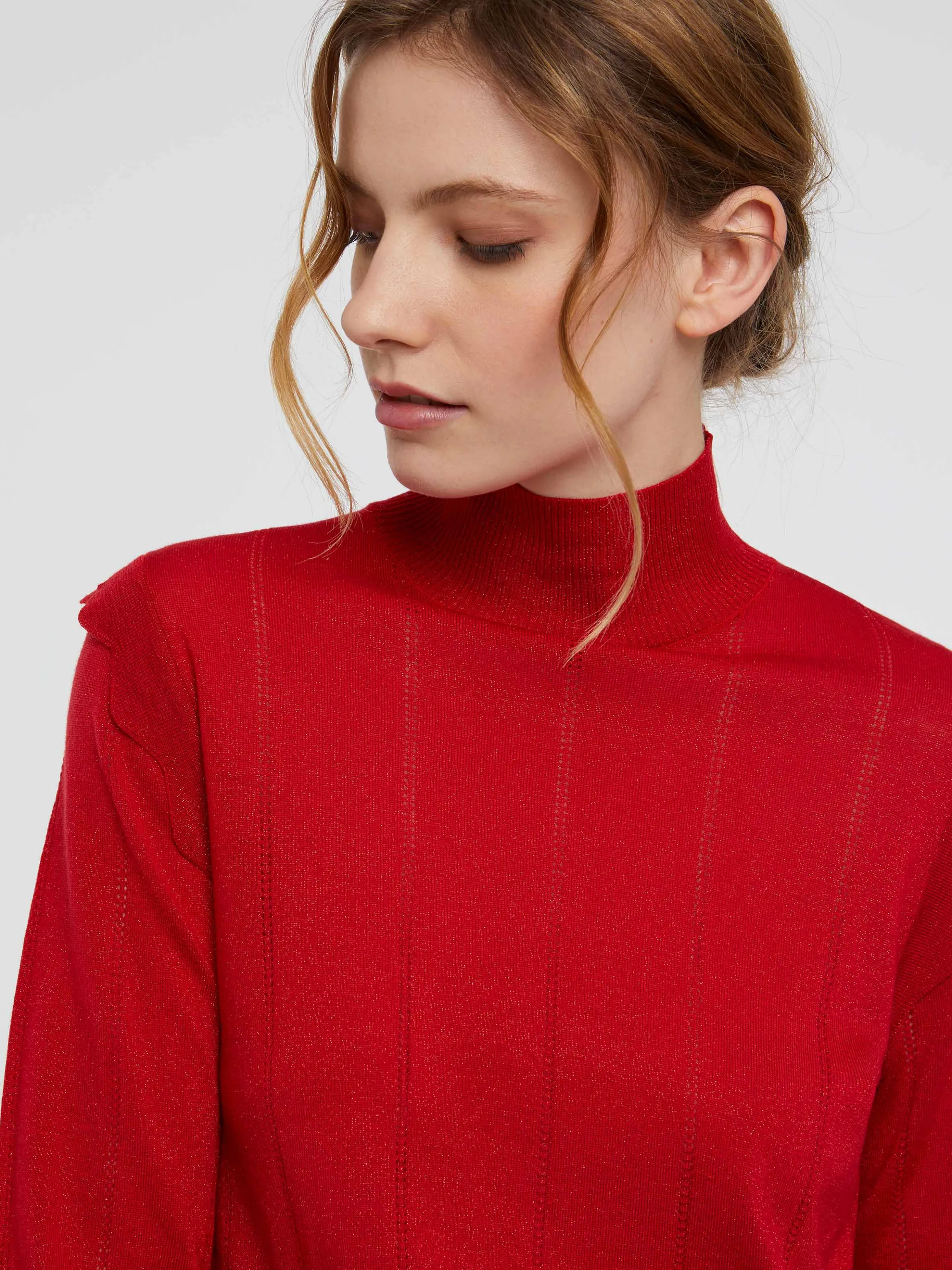 Discount Pull Col Roule A Festons En Laine Et Lurex Femme Pulls Et Cardigans