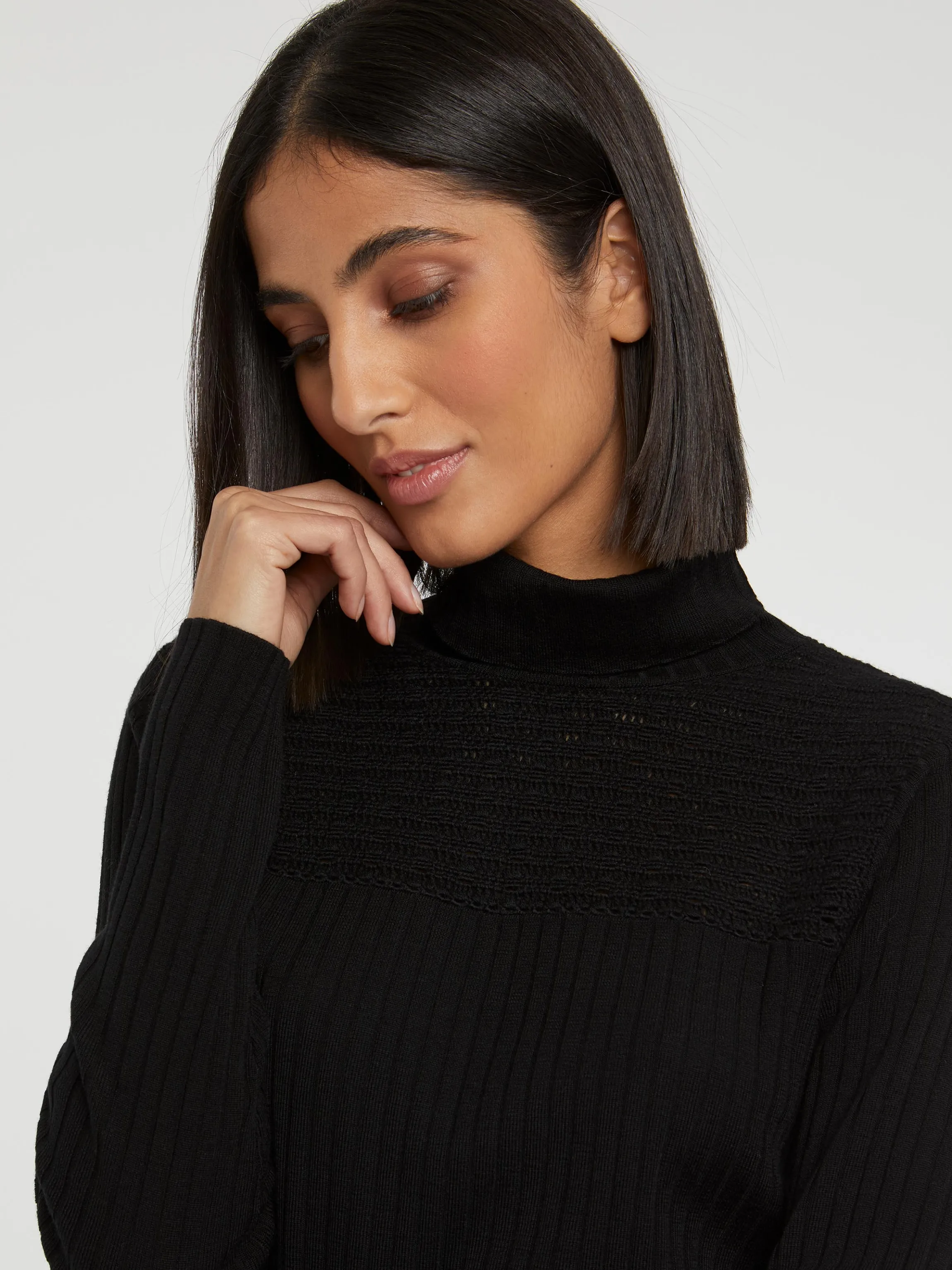 Online Pull Col Roule En Laine En Maille Cotelee Femme Pulls Et Cardigans