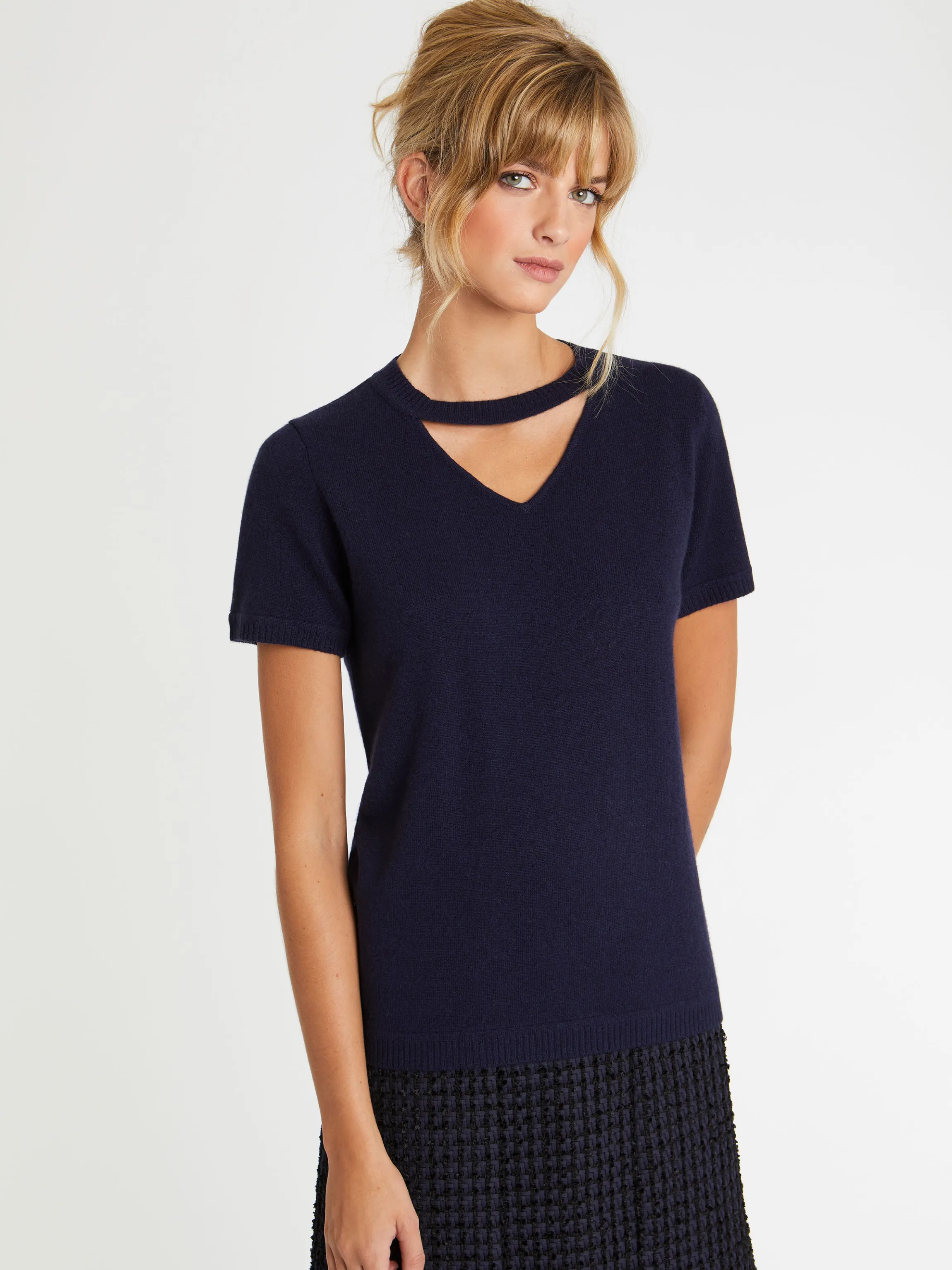 Fashion Pull Manches Courtes En Cachemire Femme Pulls Et Cardigans