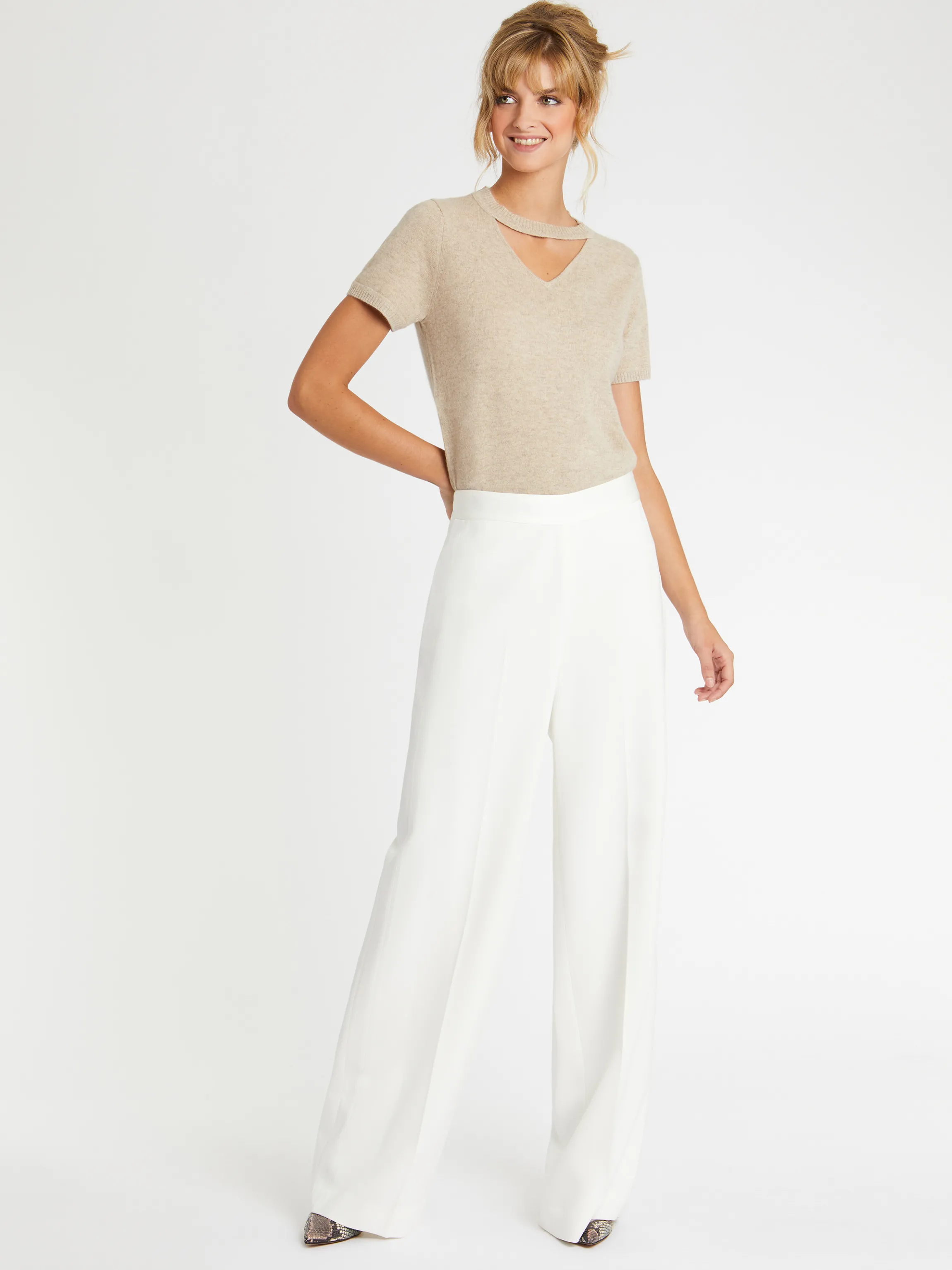 Clearance Pull Manches Courtes En Cachemire Femme Pulls Et Cardigans