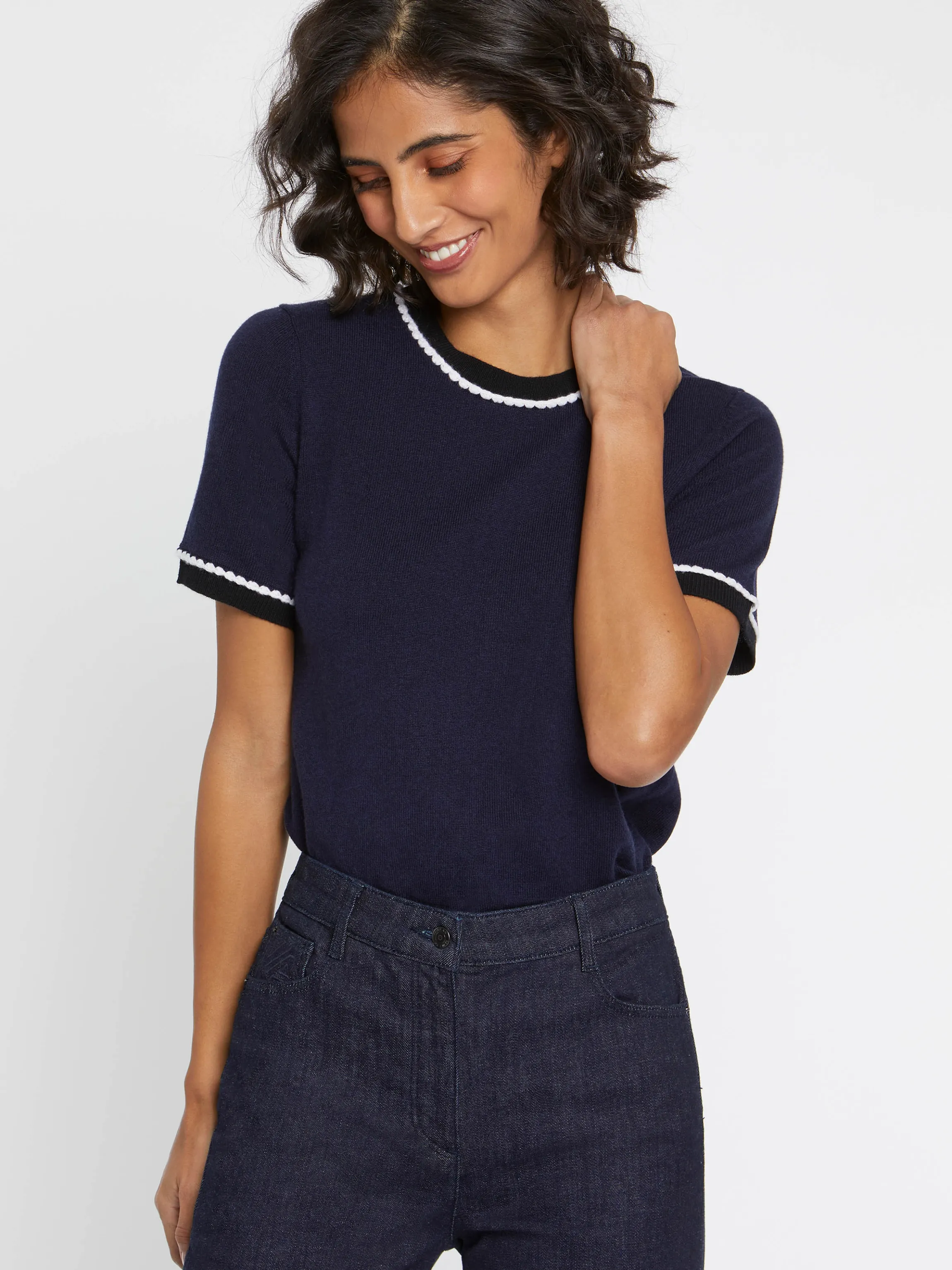 Fashion Pull Manches Courtes En Laine Et Cachemire Femme Pulls Et Cardigans