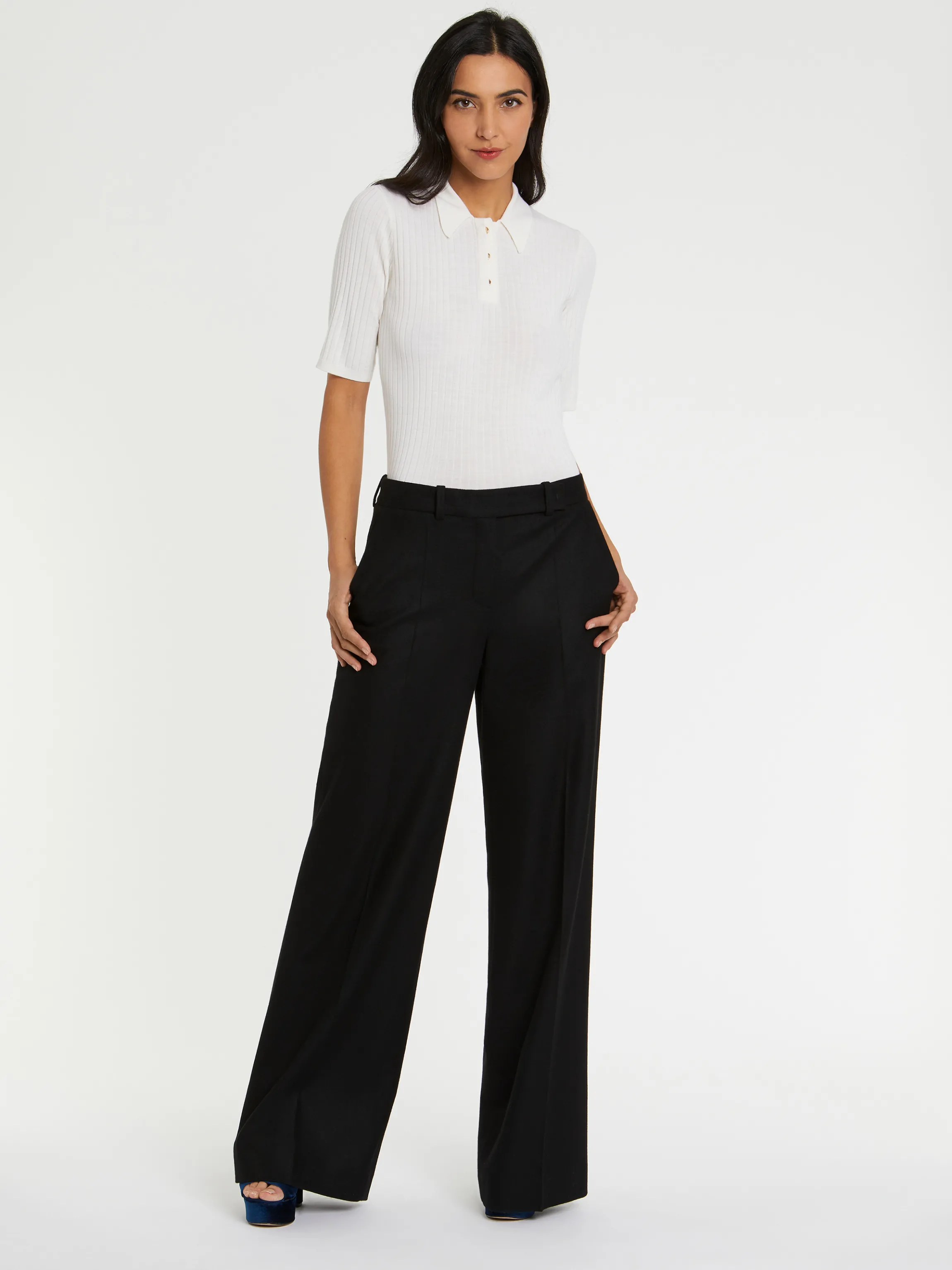 Outlet Pull Polo En Laine En Maille Cotelee Femme Pulls Et Cardigans