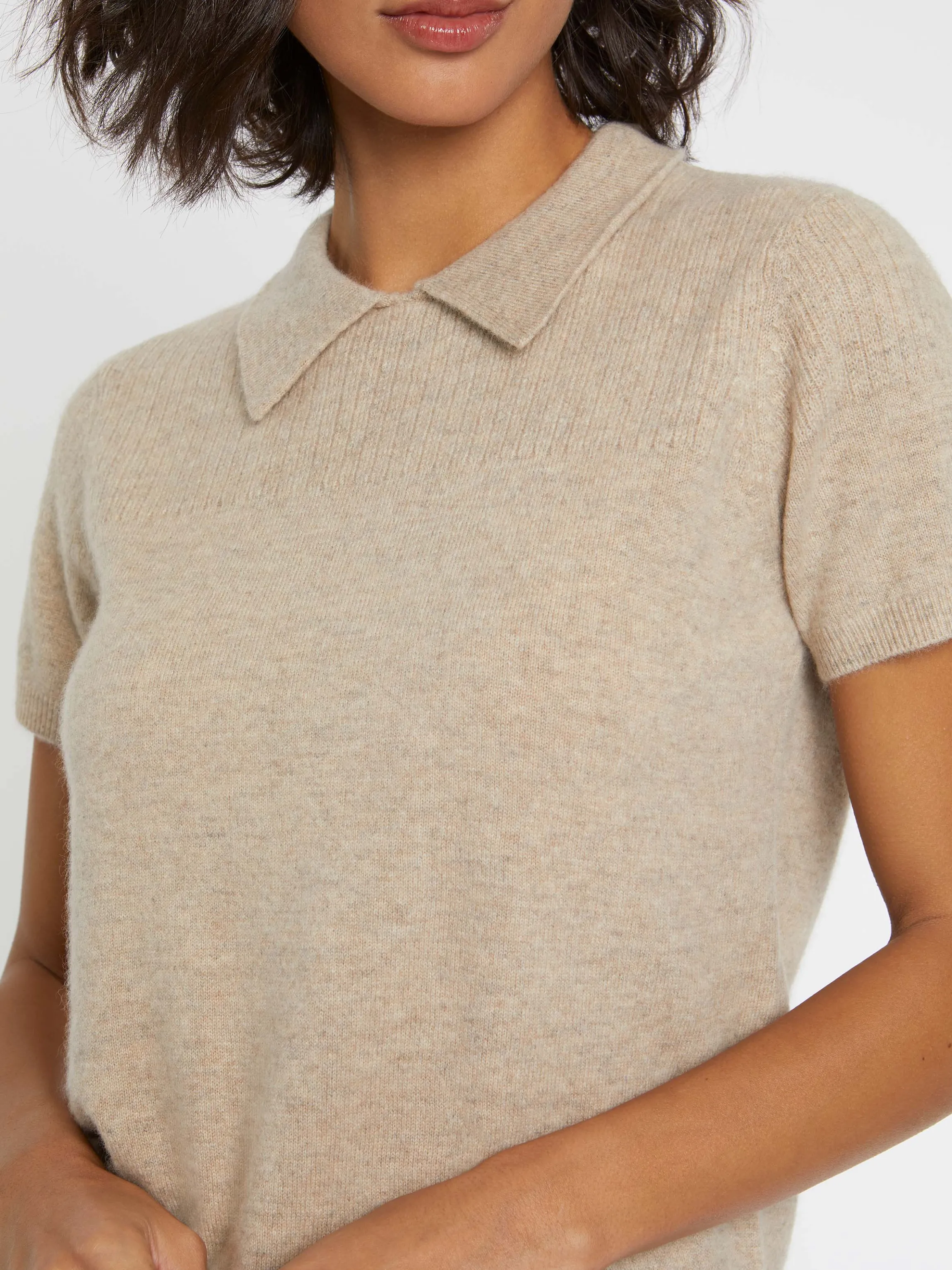 Fashion Pull Polo Manches Courtes En Cachemire Femme Pulls Et Cardigans