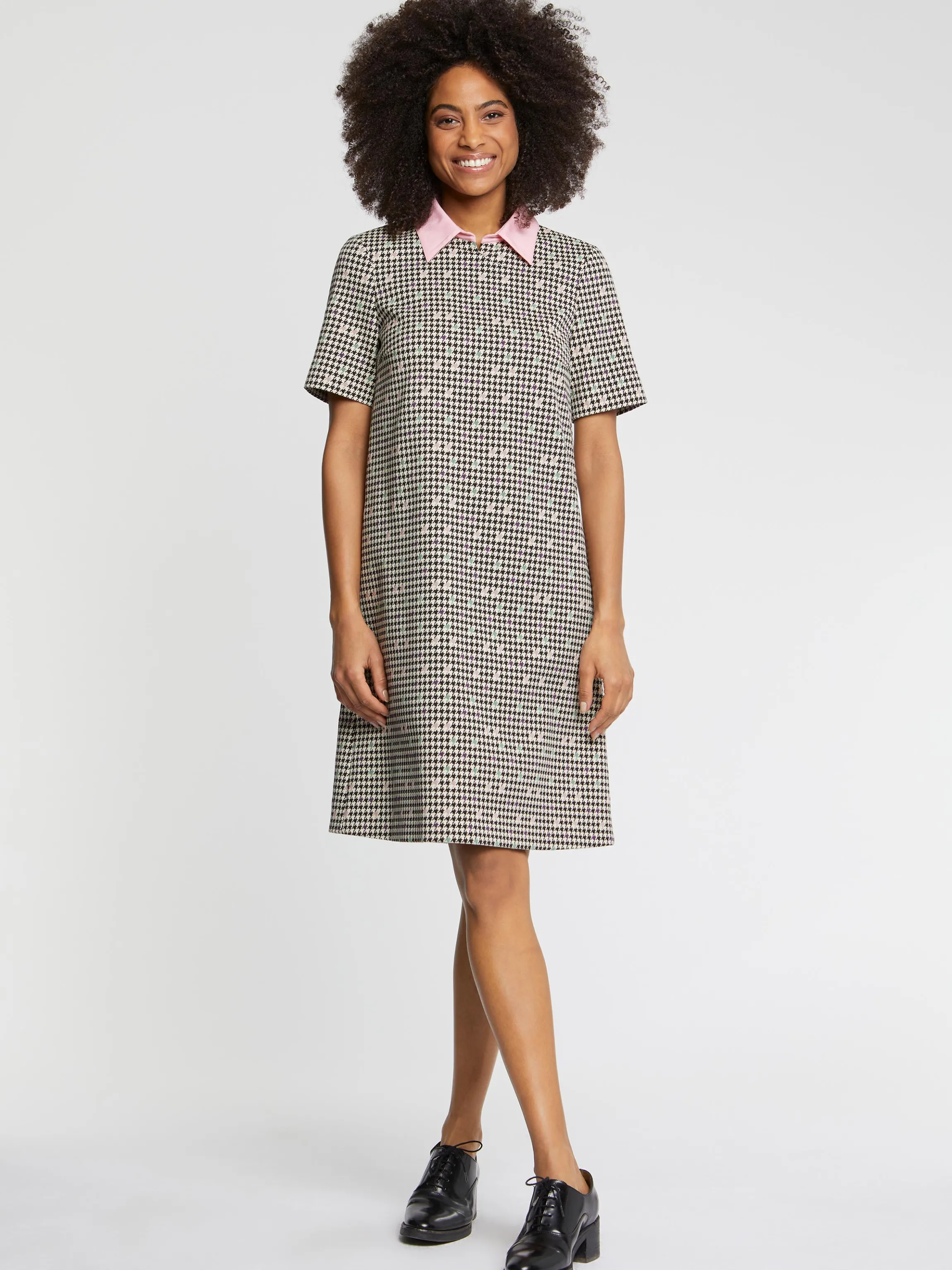 Online Robe A Col A Motif Pied-De-Coq Femme Robes