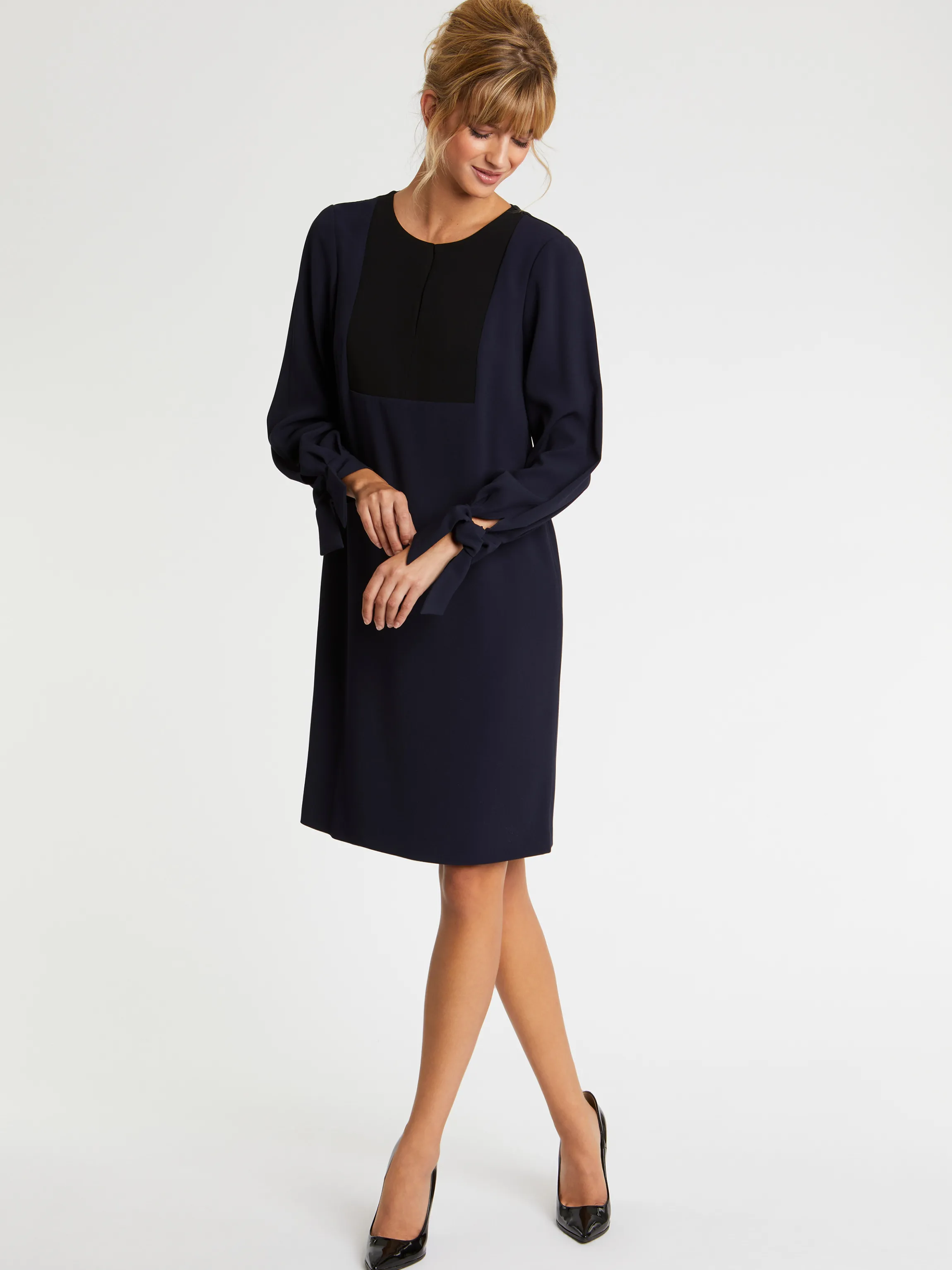 Cheap Robe A Plastron En Tissu Crepe Femme Robes