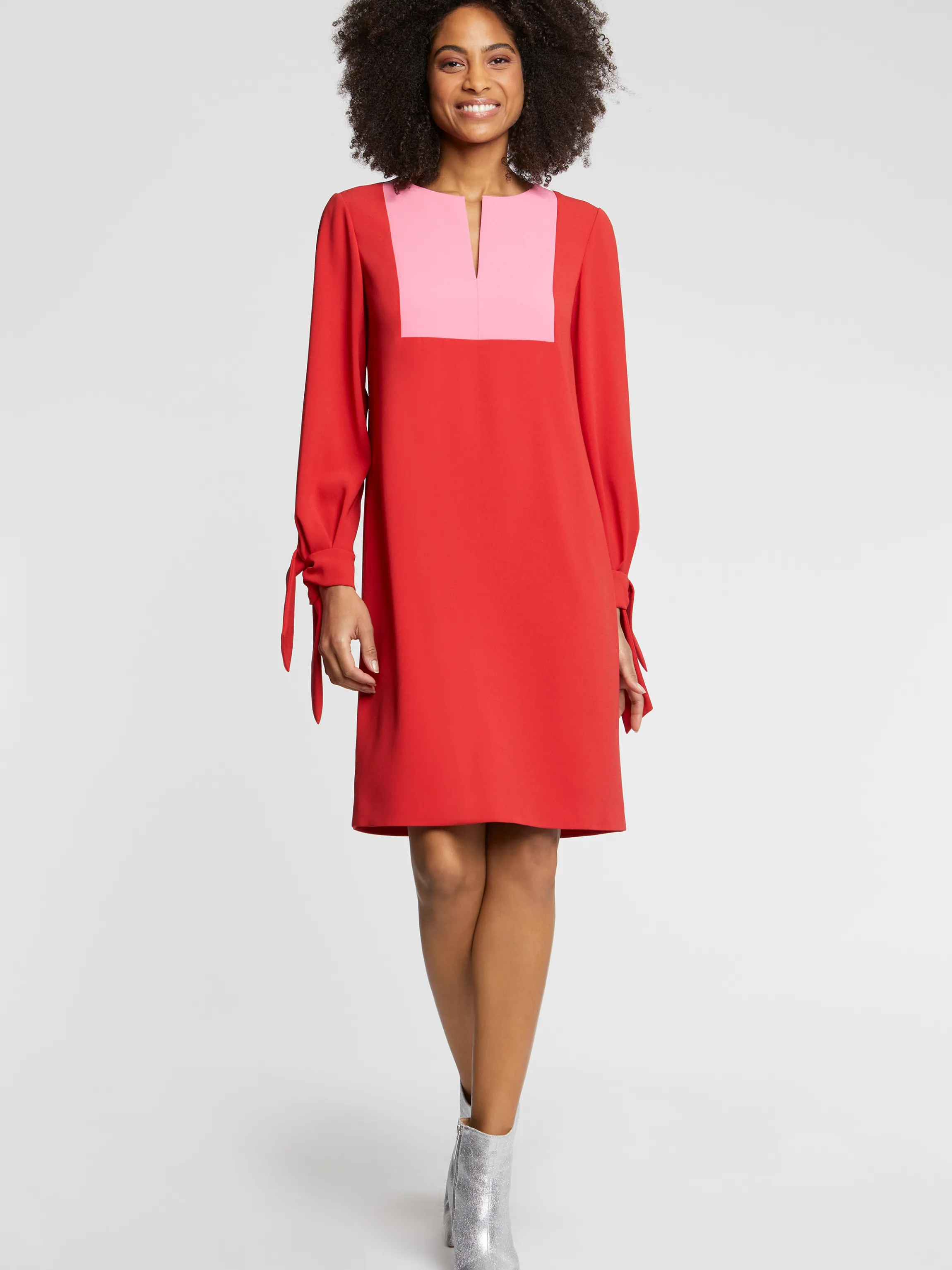 Best Sale Robe A Plastron En Tissu Crepe Femme Robes