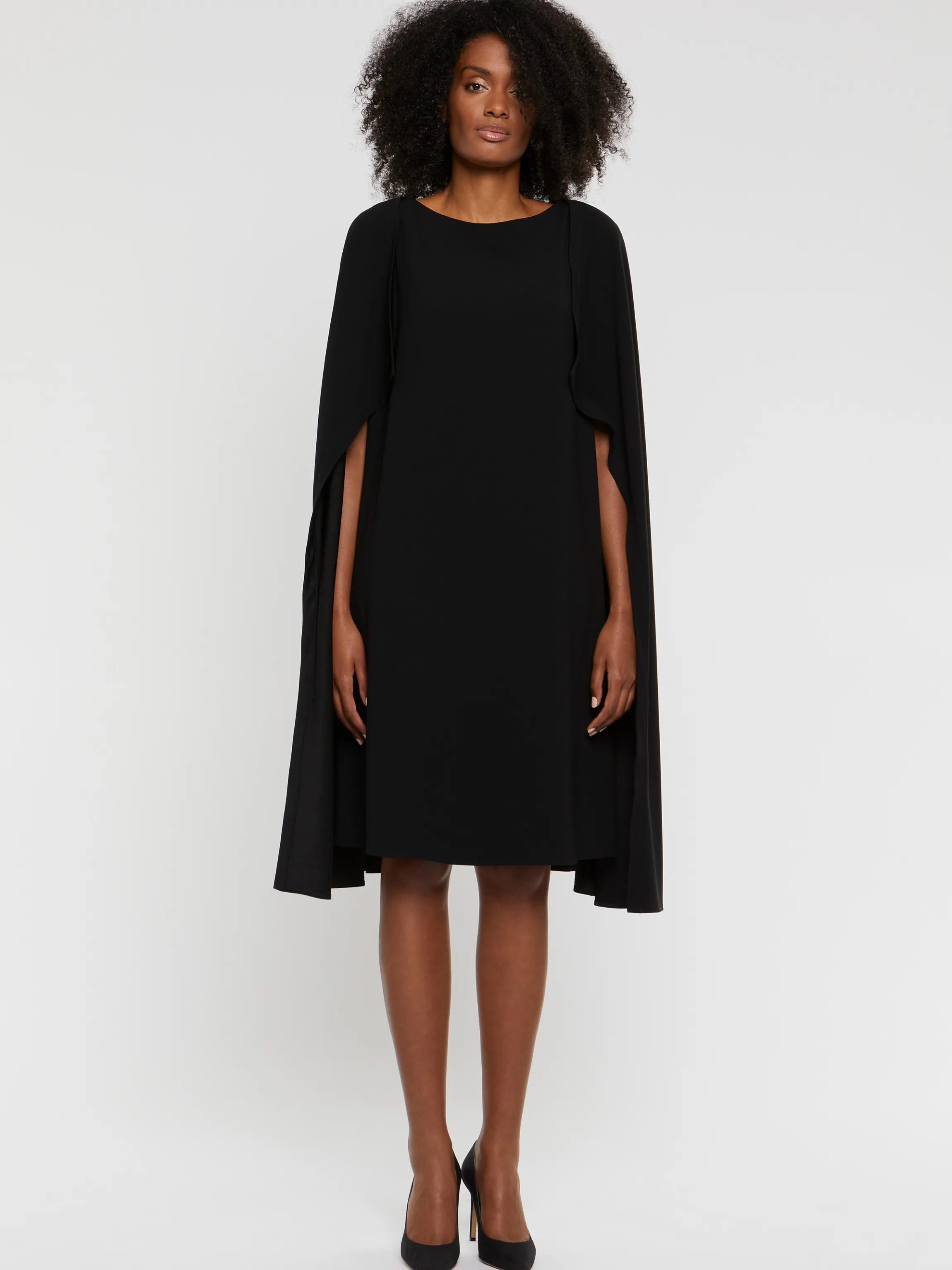 Sale Robe Cape En Crepe Envers Satin Femme Robes