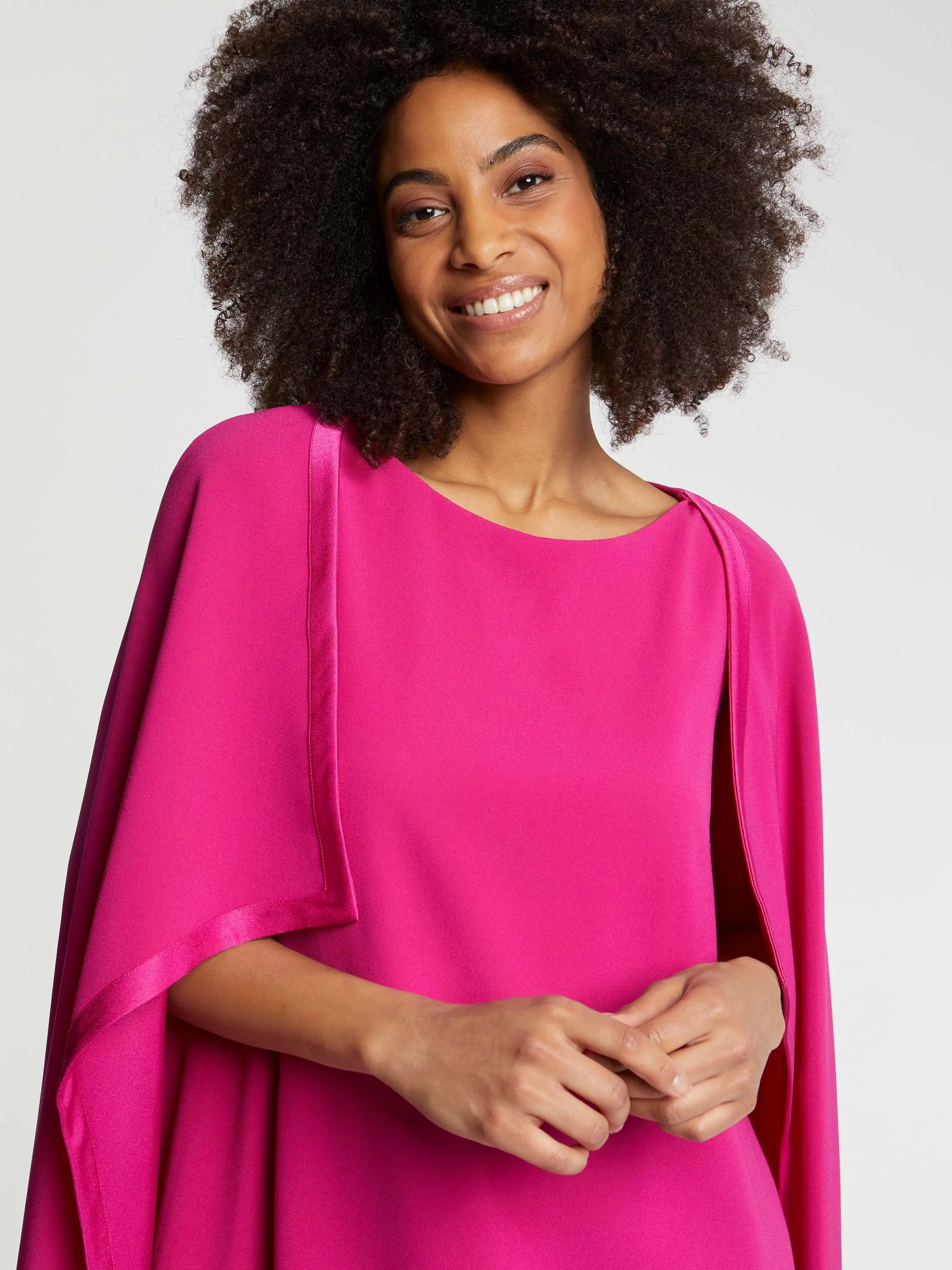 Fashion Robe Cape En Crepe Envers Satin Femme Robes