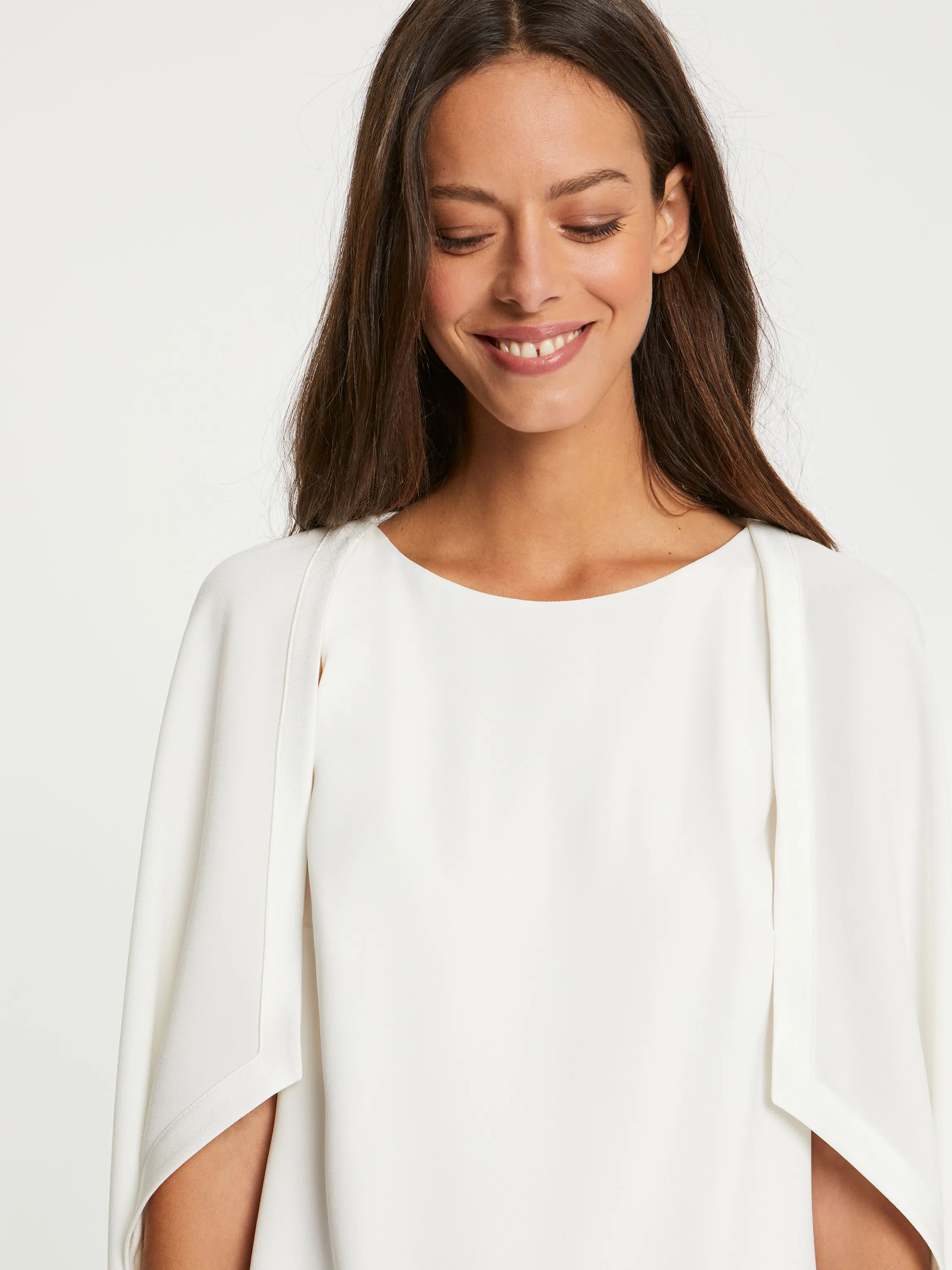 Store Robe Cape En Crepe Envers Satin Femme Robes
