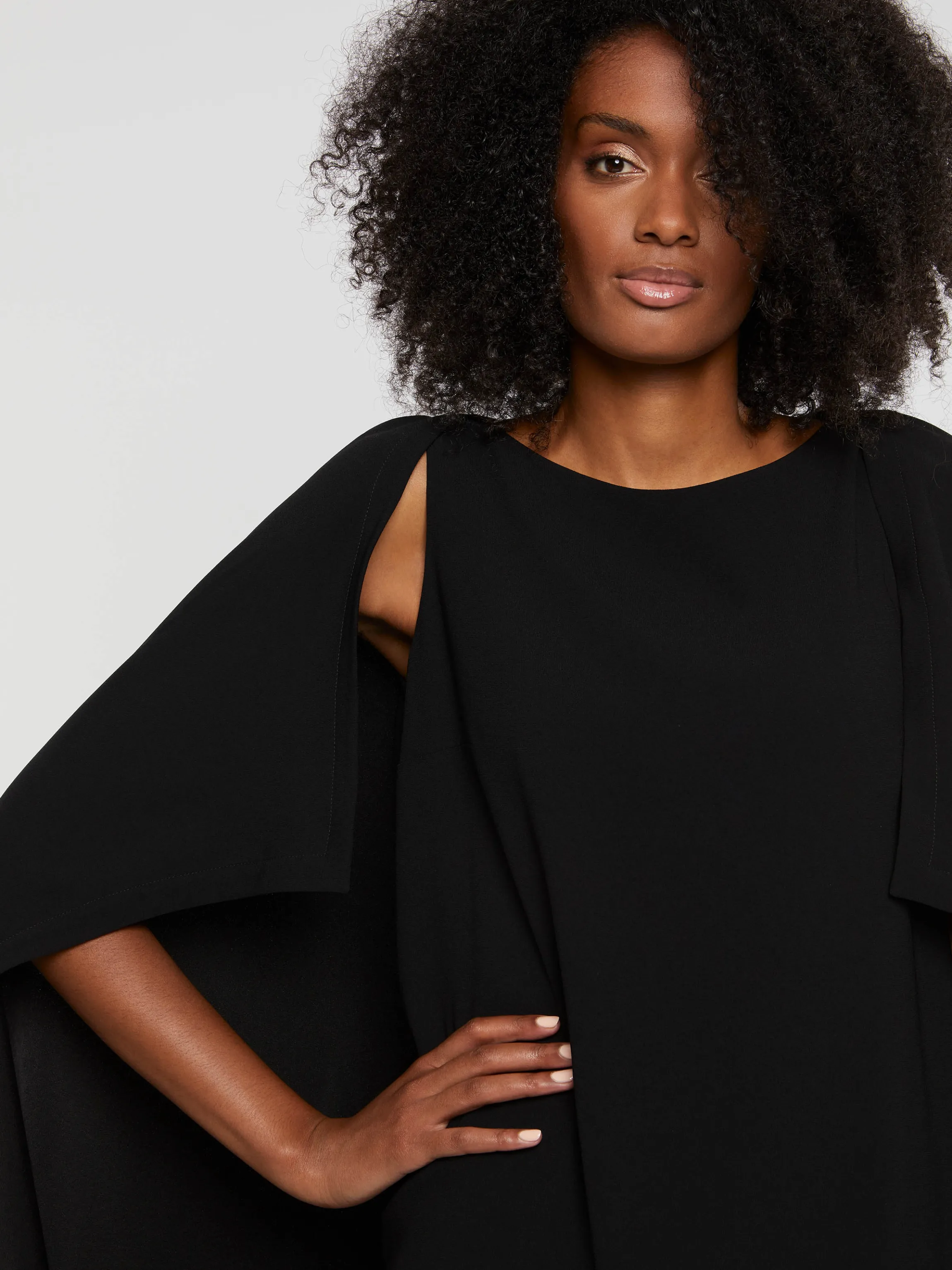 Sale Robe Cape En Crepe Envers Satin Femme Robes