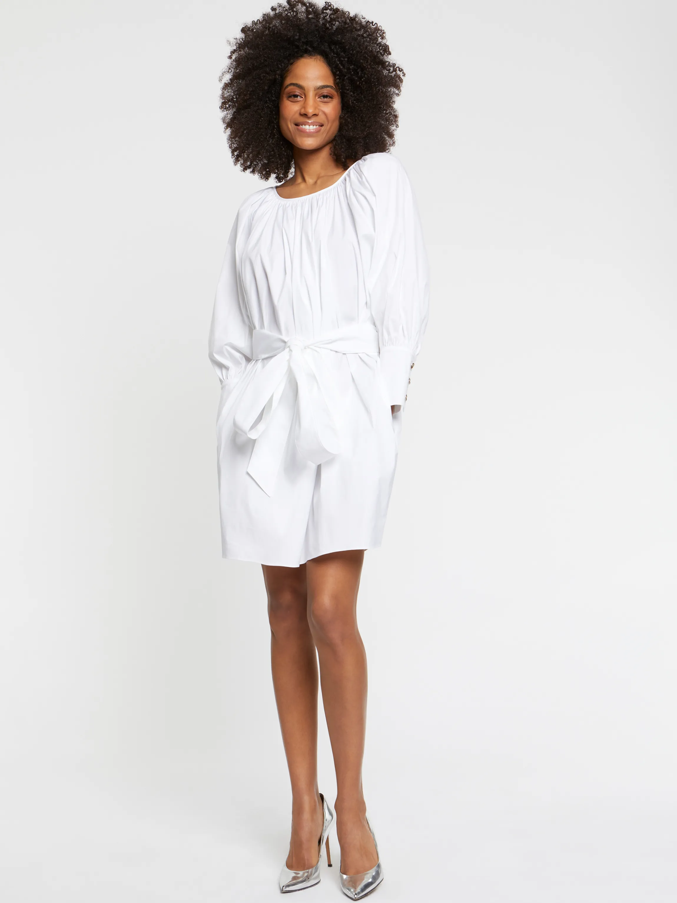 Store Robe Courte A Noeuds En Popeline De Coton Femme Robes